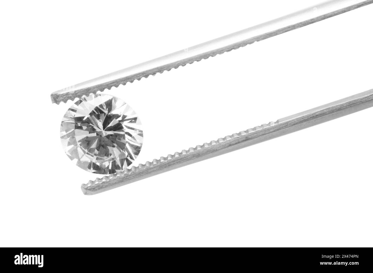 Tweezers with beautiful shiny diamond isolated on white Stock Photo - Alamy
