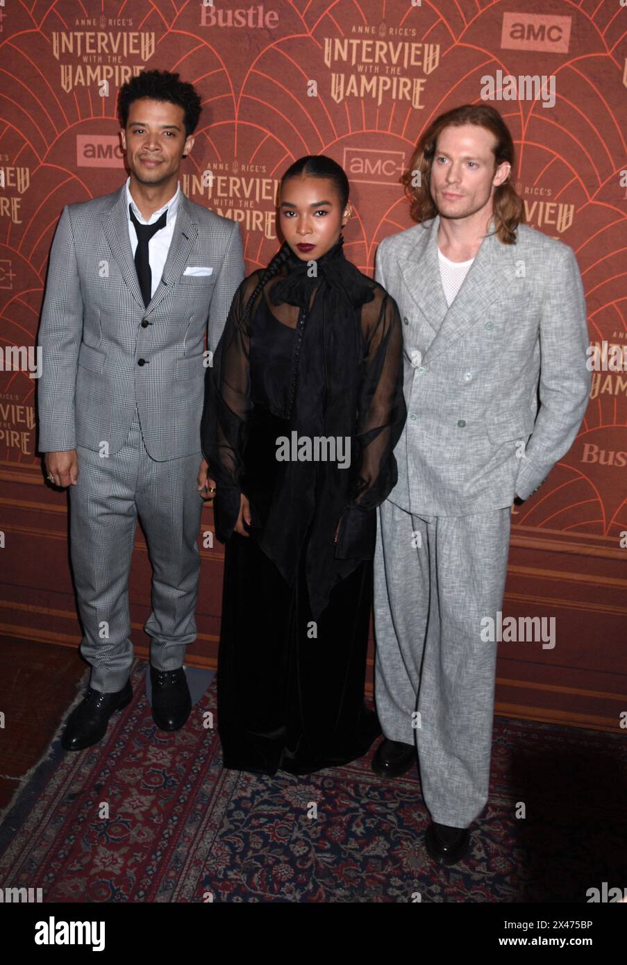 New York, NY, USA. 30th Apr, 2024. Jacob Anderson, Delainey Hayles and Sam Reid at AMC's season two premiere of Anne Rice's Interview with the Vampire “Théâtre des Vampires,” special immersive premiere event on April 30, 2024 at The McKittrick Hotel in New York City. Credit: Mpi099/Media Punch/Alamy Live News Stock Photo