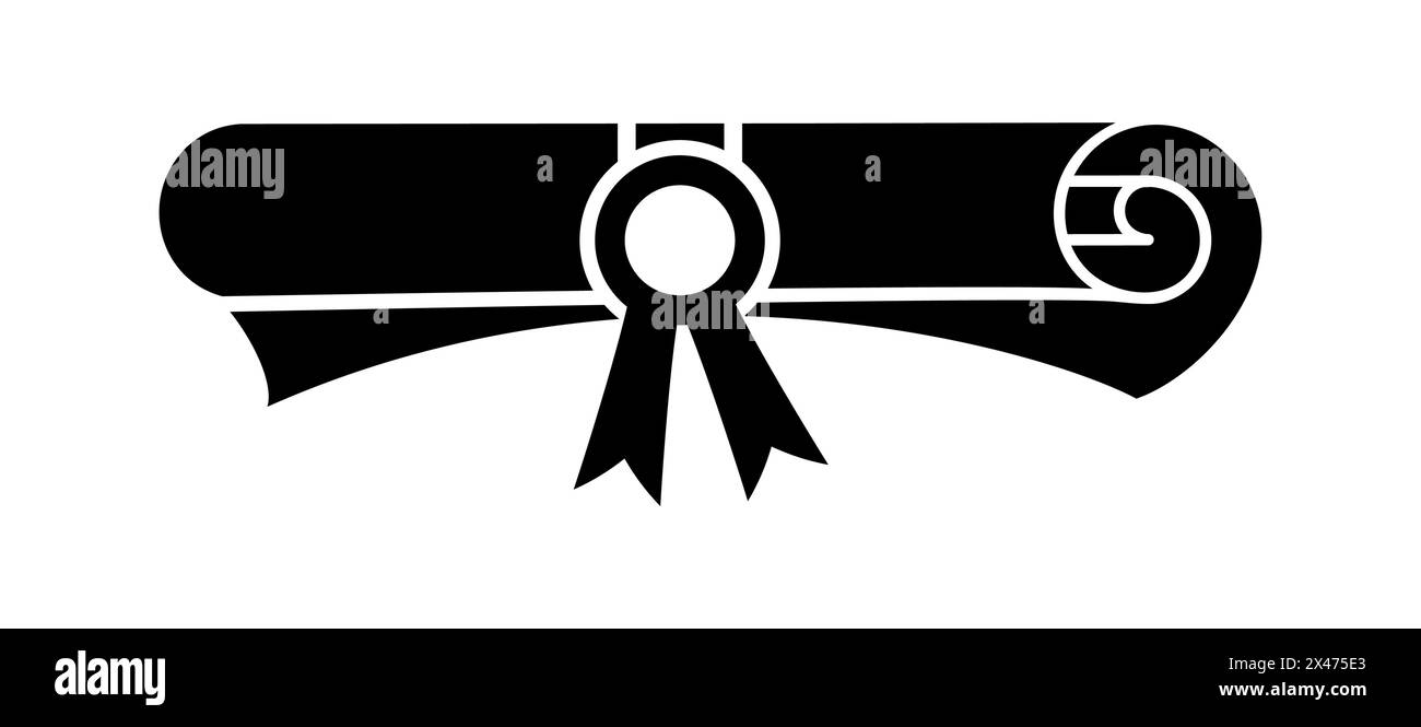 Diploma silhouette flat icon. Rolled paper, scroll. Education document ...