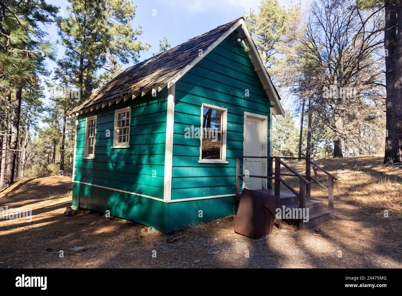 Historic Stonewall Gold Mine Museum Log Building Exterior, Minshall Hiking Trail San Diego County Rancho Cuyamaca Southwest California USA State Park Stock Photo