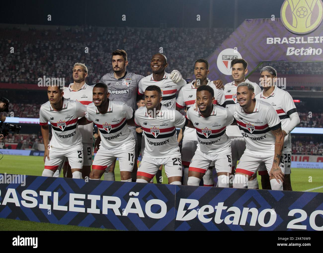 São Paulo (SP), April 29, 2024 - Football / Brazilian Championship 2024 - São Paulo team posed for picture during the match between São Paulo and Palm Stock Photo