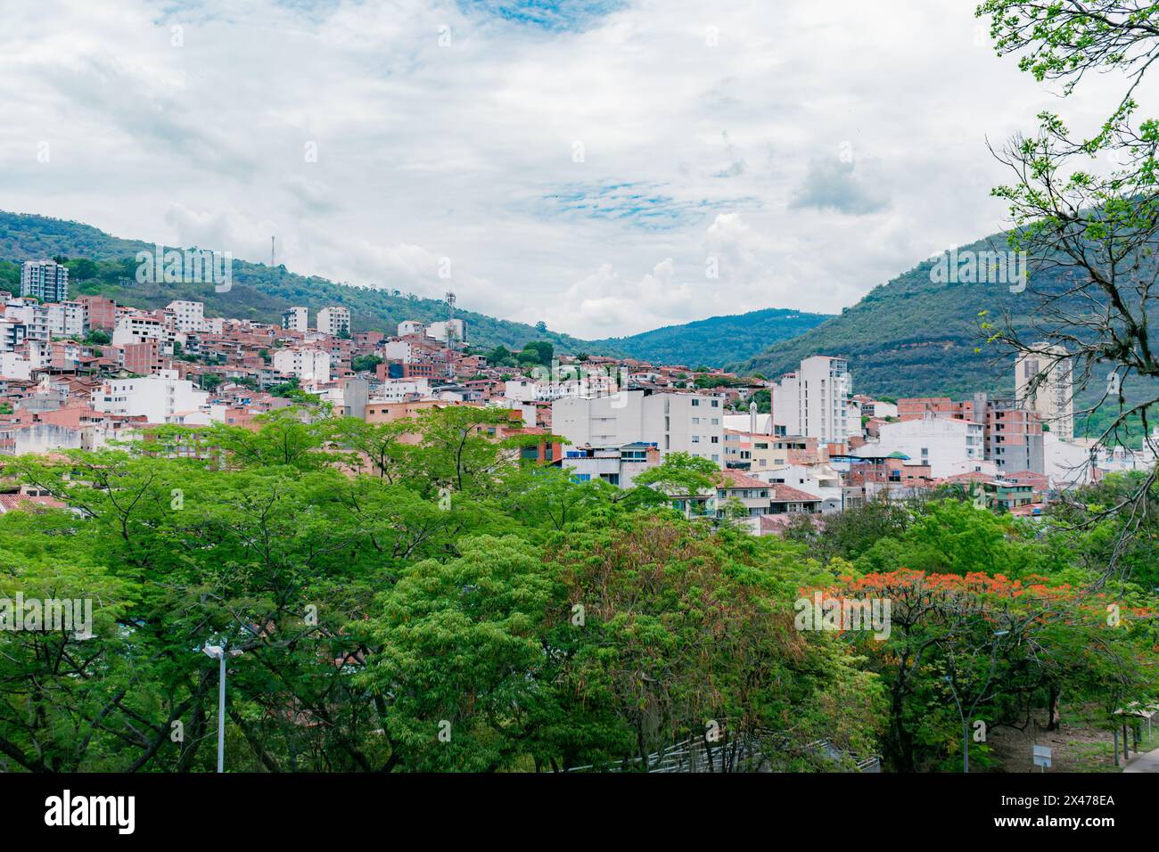 landscape of the city of San Gil Santander, Colombia, on a sunny day with the mountain in the background Stock Photo