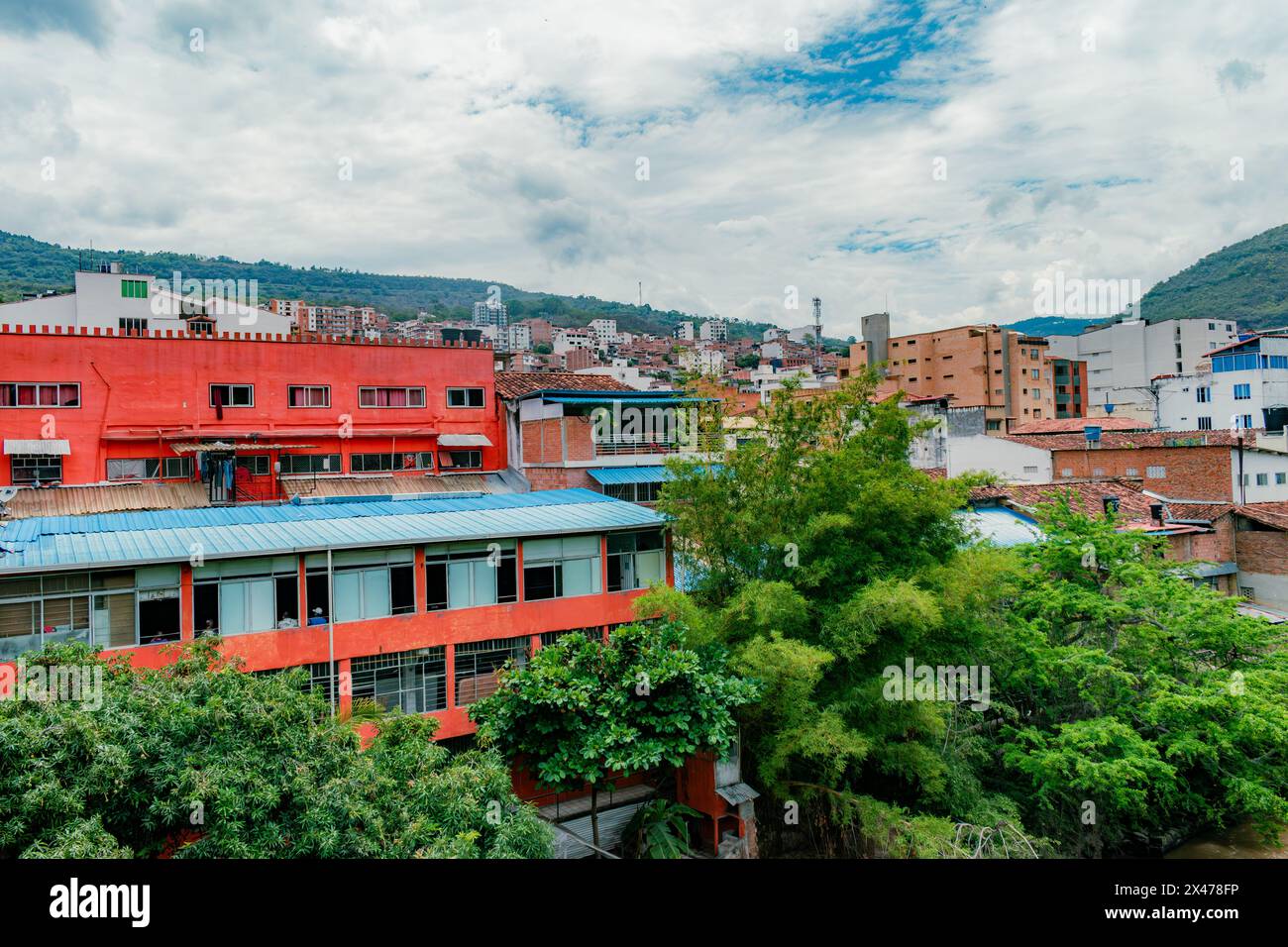 landscape of the city of San Gil Santander, Colombia on the edge of the Fonce River Stock Photo