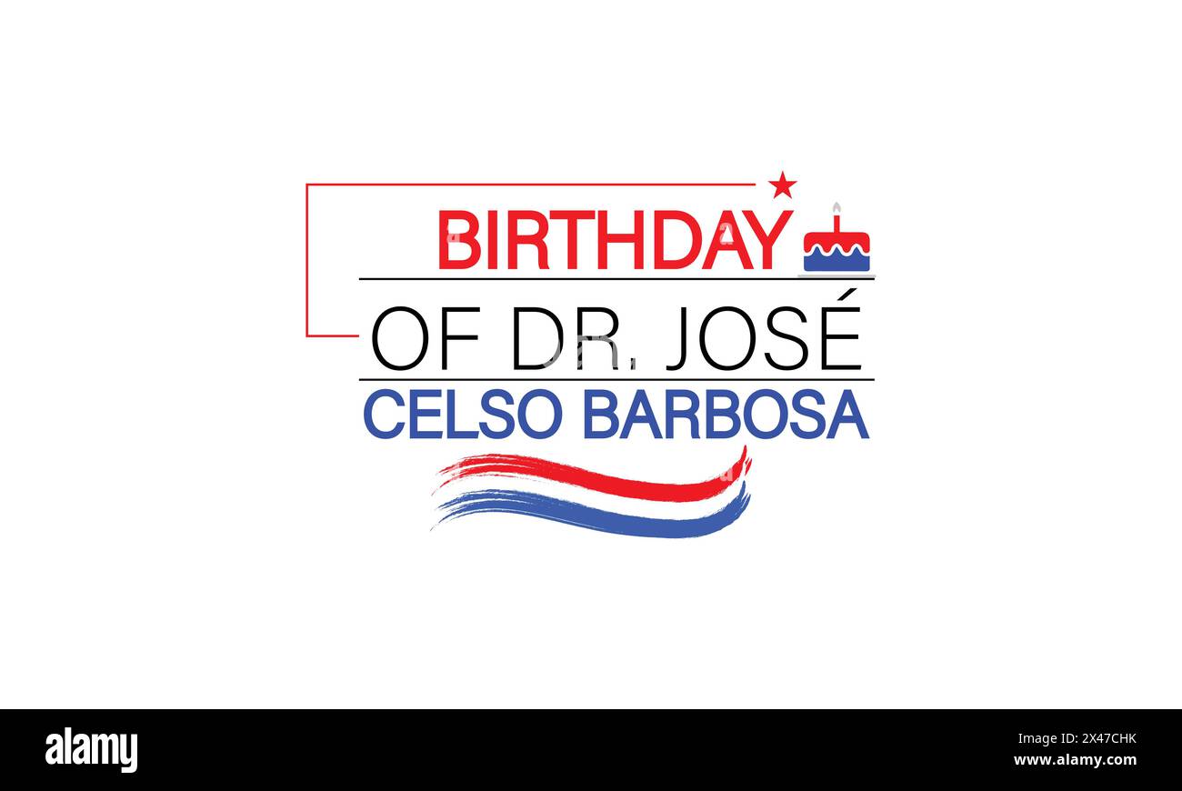 Honoring Dr. Jose Celso Barbosa with A Text Illustration Design for his Birthday Stock Vector
