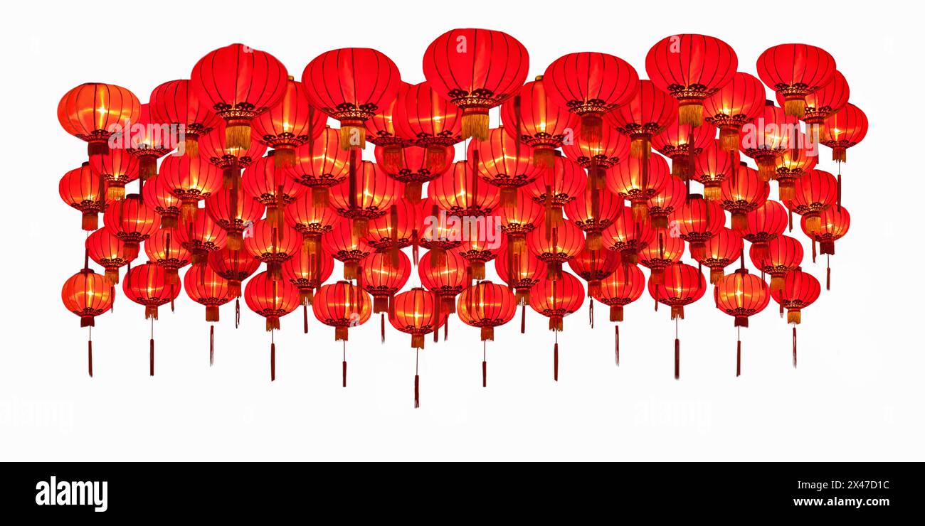 Chinese new year lanterns for celebration on white background. Stock Photo