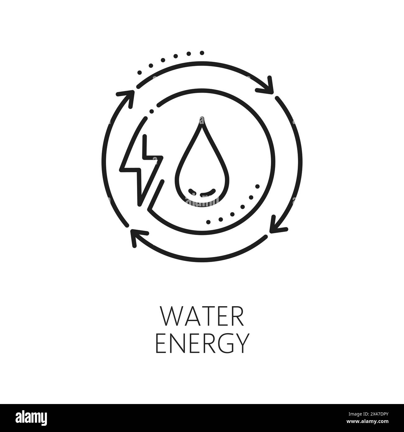 Clean power, water eco energy thin line icon. Water power station