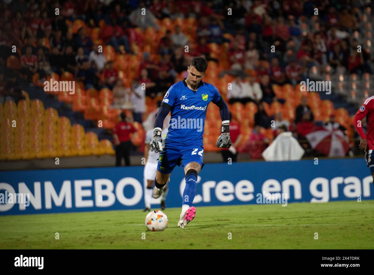 Medellin, Colombia. 25th Apr, 2024. Defensa y Justicia's goalkeeper Cristopher Fiermarin during the Conmebol Sudamericana match between Deportivo Independiente Medellin V Defensa y Justicia in Medellin, Colombia, April 25, 2024. Photo by: Camilo Moreno/Long Visual Press Credit: Long Visual Press/Alamy Live News Stock Photo
