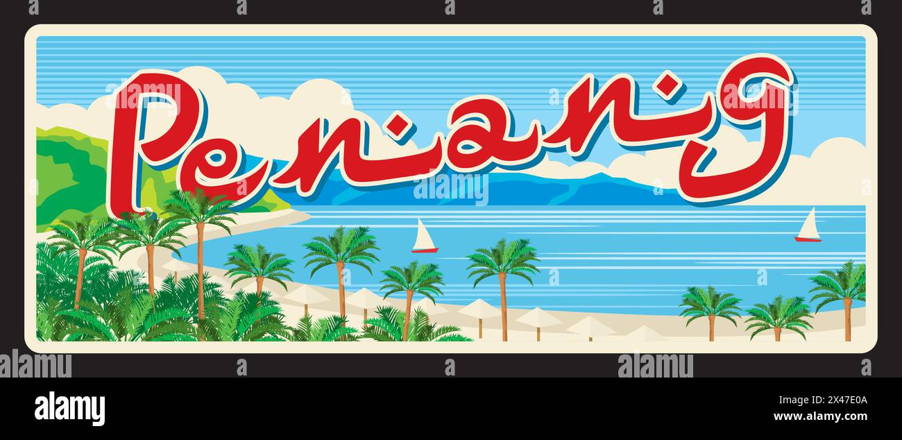 Penang Malaysian state landscape, Malaysia territory. Vector travel ...