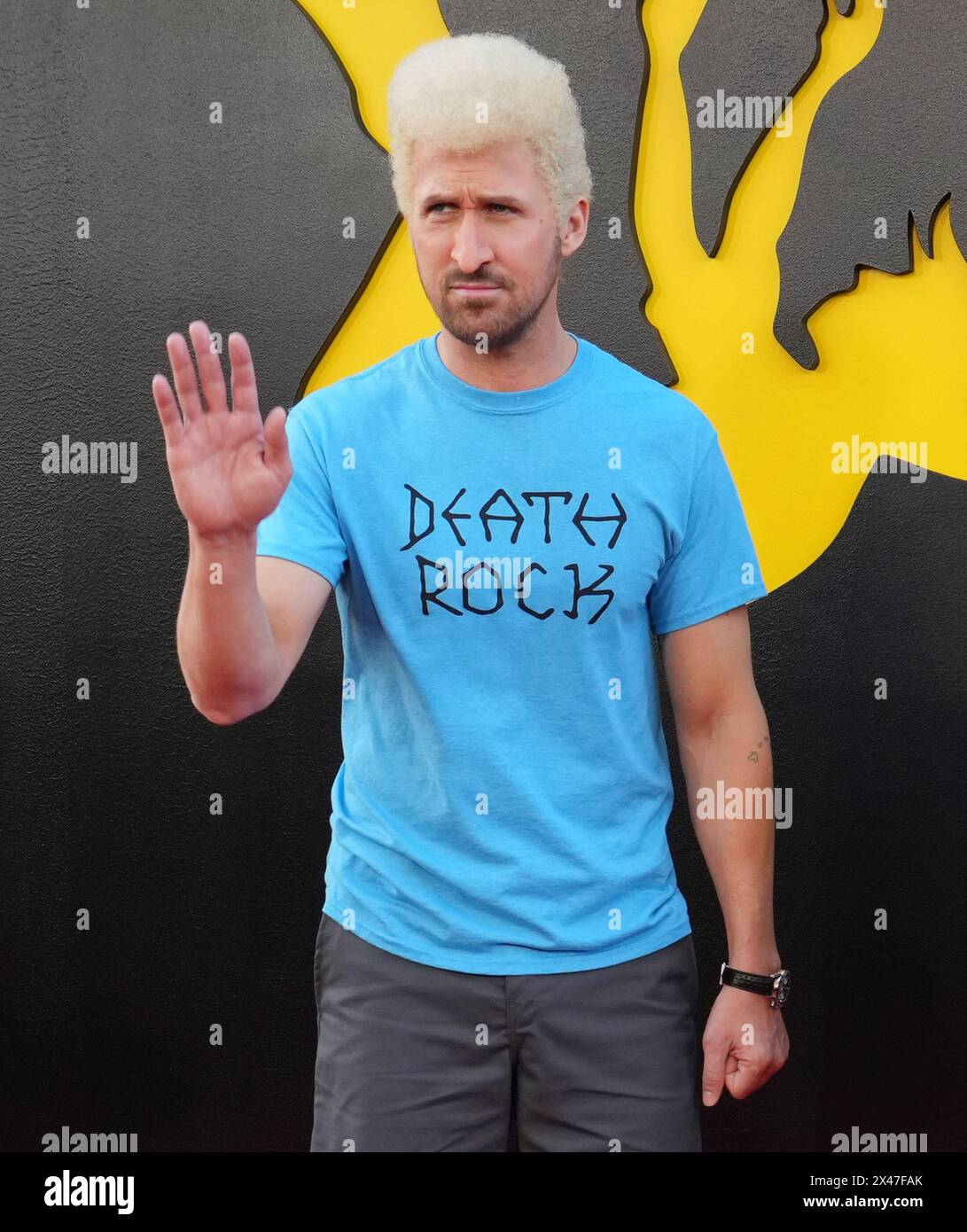 Los Angeles, USA. 30th Apr, 2024. Ryan Gosling dressed as Beavis of Beavis and Butthead at the Universal Pictures' THE FALL GUY Los Angeles Premiere held at the Dolby Theatre in Hollywood, CA on Tuesday, ?April 30, 2024. (Photo By Sthanlee B. Mirador/Sipa USA) Credit: Sipa USA/Alamy Live News Stock Photo