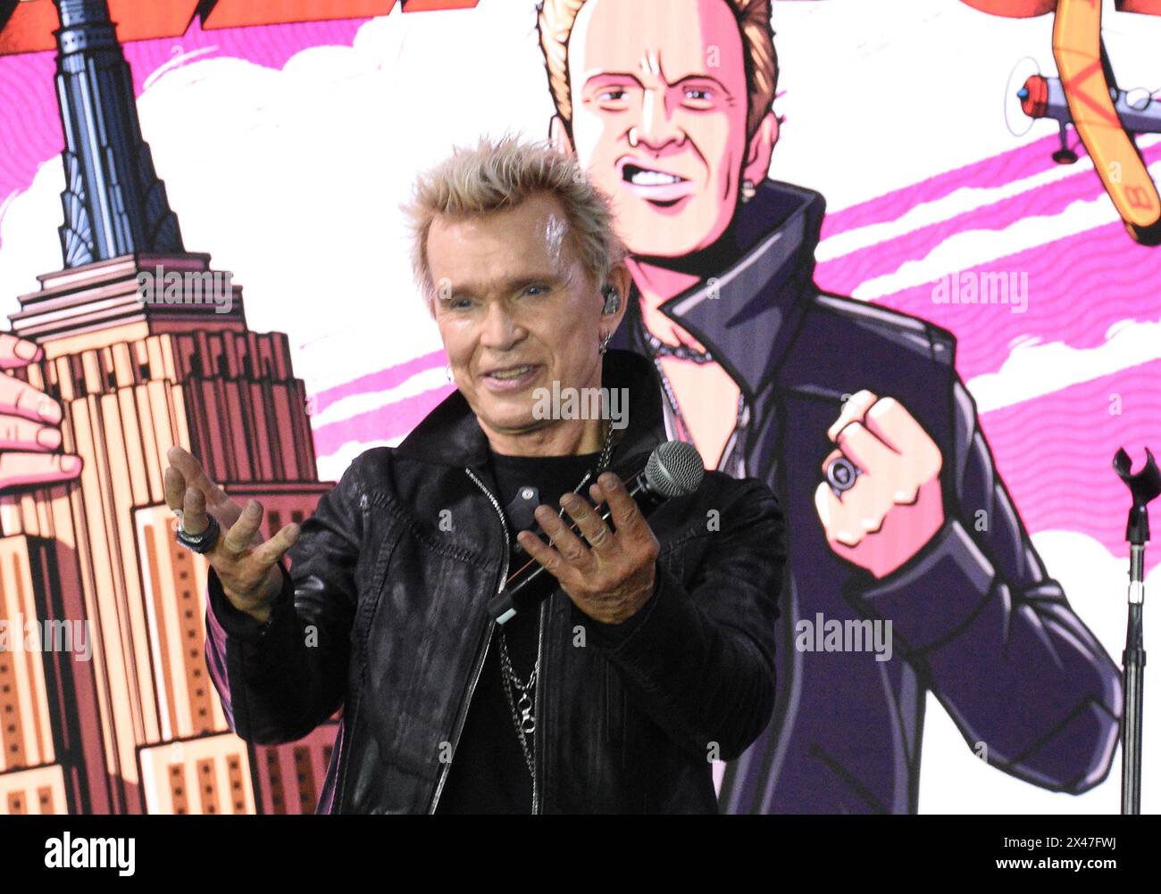 New York, NY, USA. 30th Apr, 2024. Billy Idol pictured as Billy Idol and Steve Stevens light the Empire State Building to celebrate the 40th Anniversary of Billy IdolÕs ÔRebel YellÕ on April 30, 2024 in New York City. Credit: Mpi099/Media Punch/Alamy Live News Stock Photo