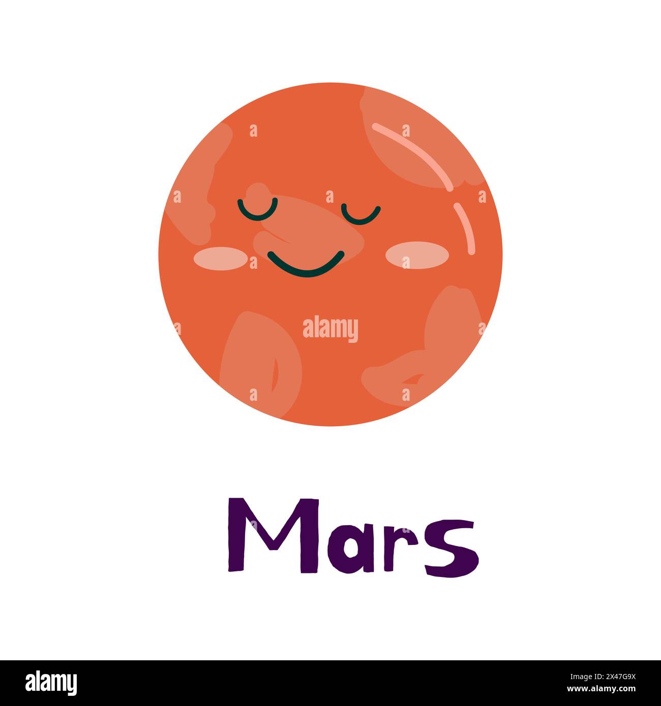 Solar system planet Mars cartoon cute character with quote. Can used for cover design, poster and card. Stock Vector