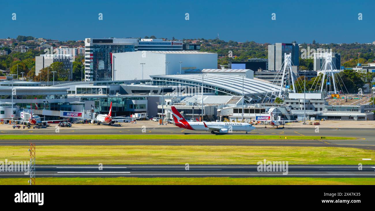 Sydney (Kingsford Smith) Airport in Sydney, Australia. Pictured: the Domestic Terminal on the eastern side of Sydney Airport. Stock Photo