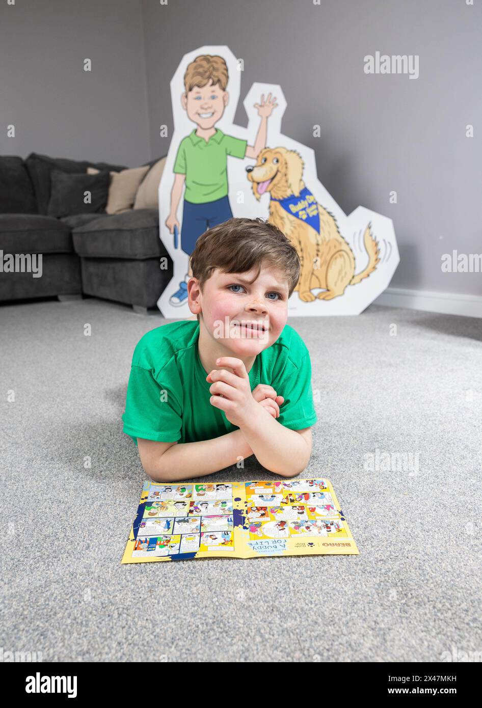 EDITORIAL USE ONLY Alex McQueen, age 7 from Sutton Coldfield, who along