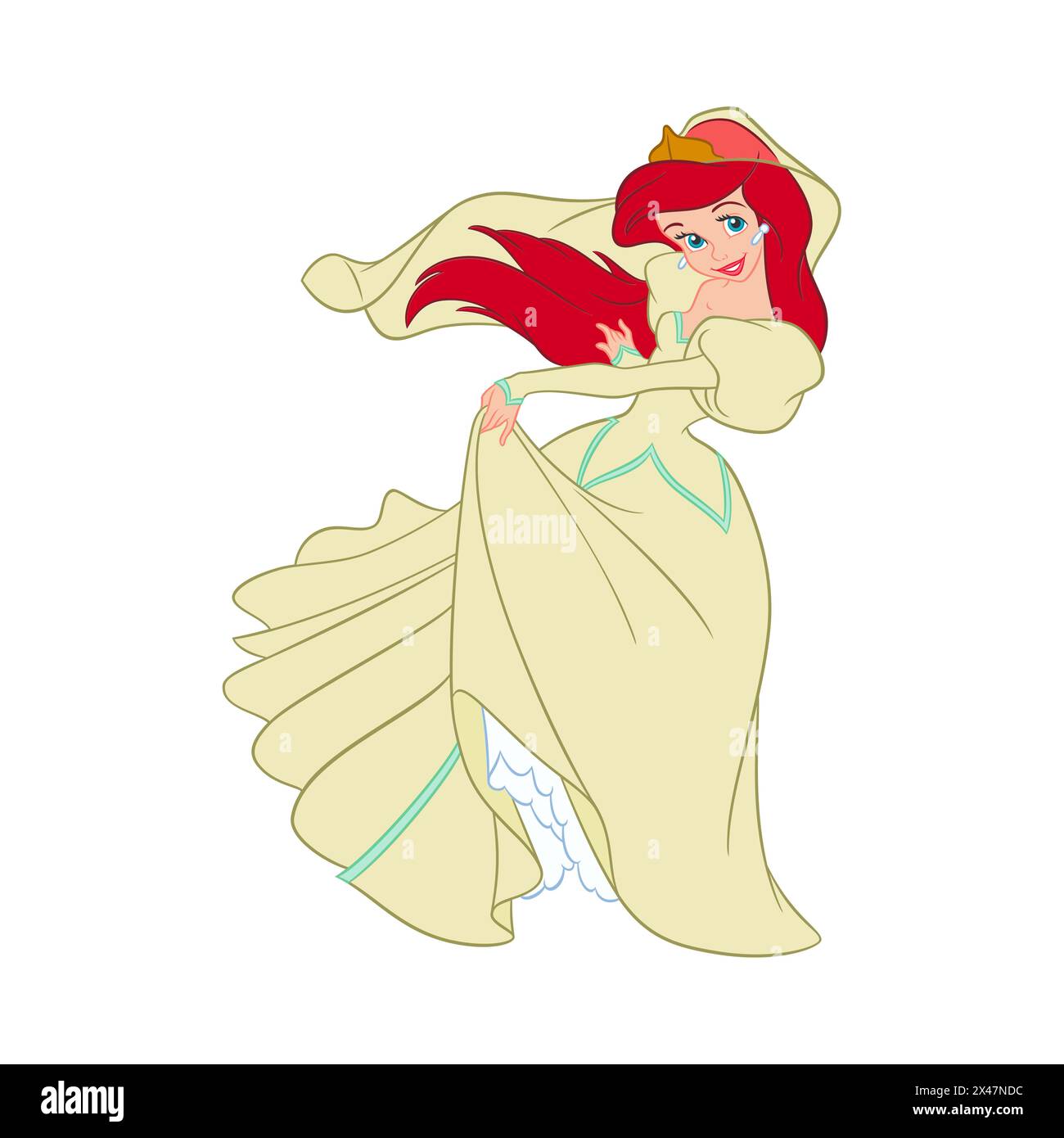 Disney princess ariel magic fairy tale fantasy vector illustration Stock Vector