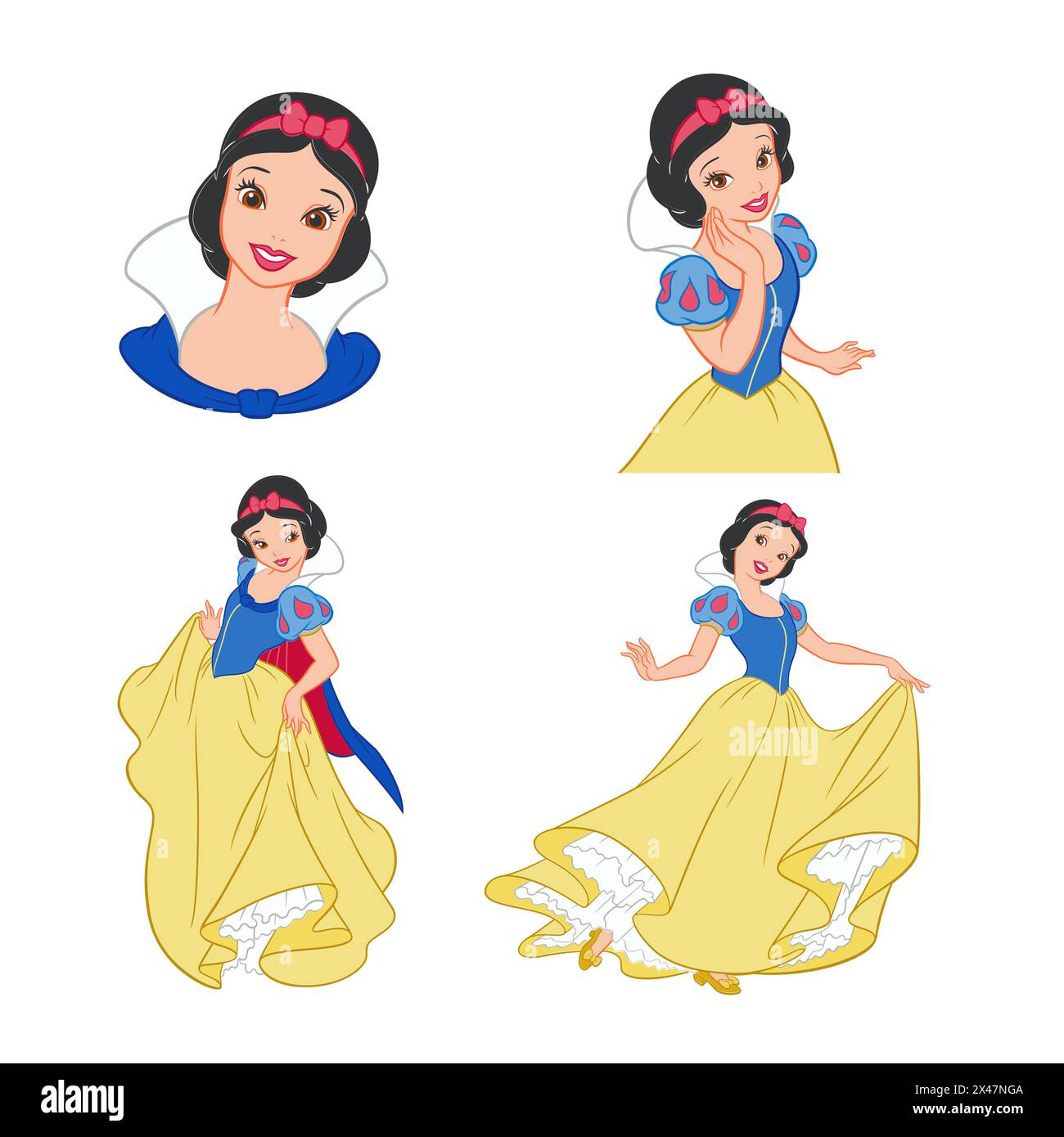 Disney princess snow white fairy tale fantasy vector illustration Stock Vector