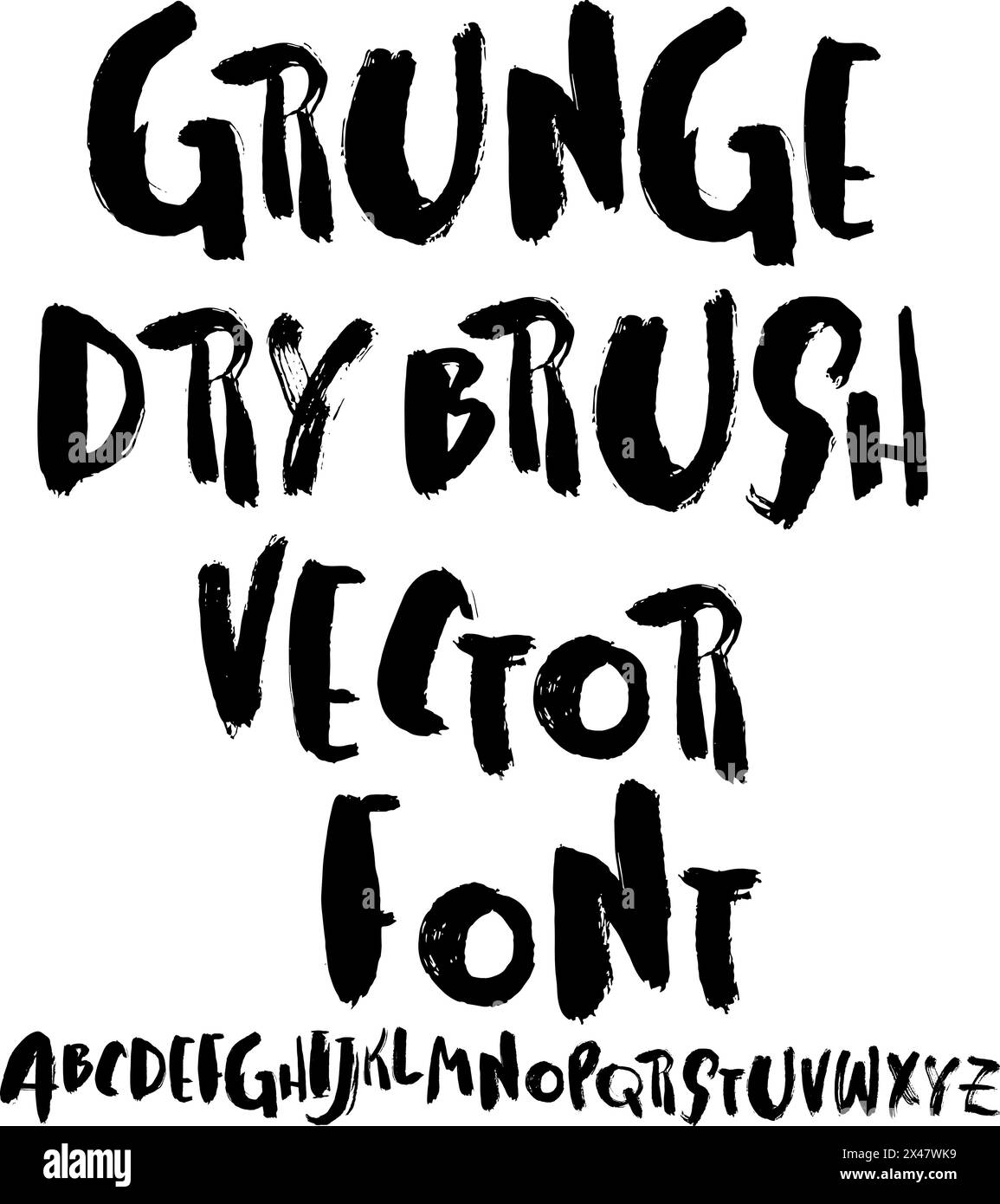 Hand Drawn Dry Brush Font. Modern Brush Lettering. Vector Stock Vector ...
