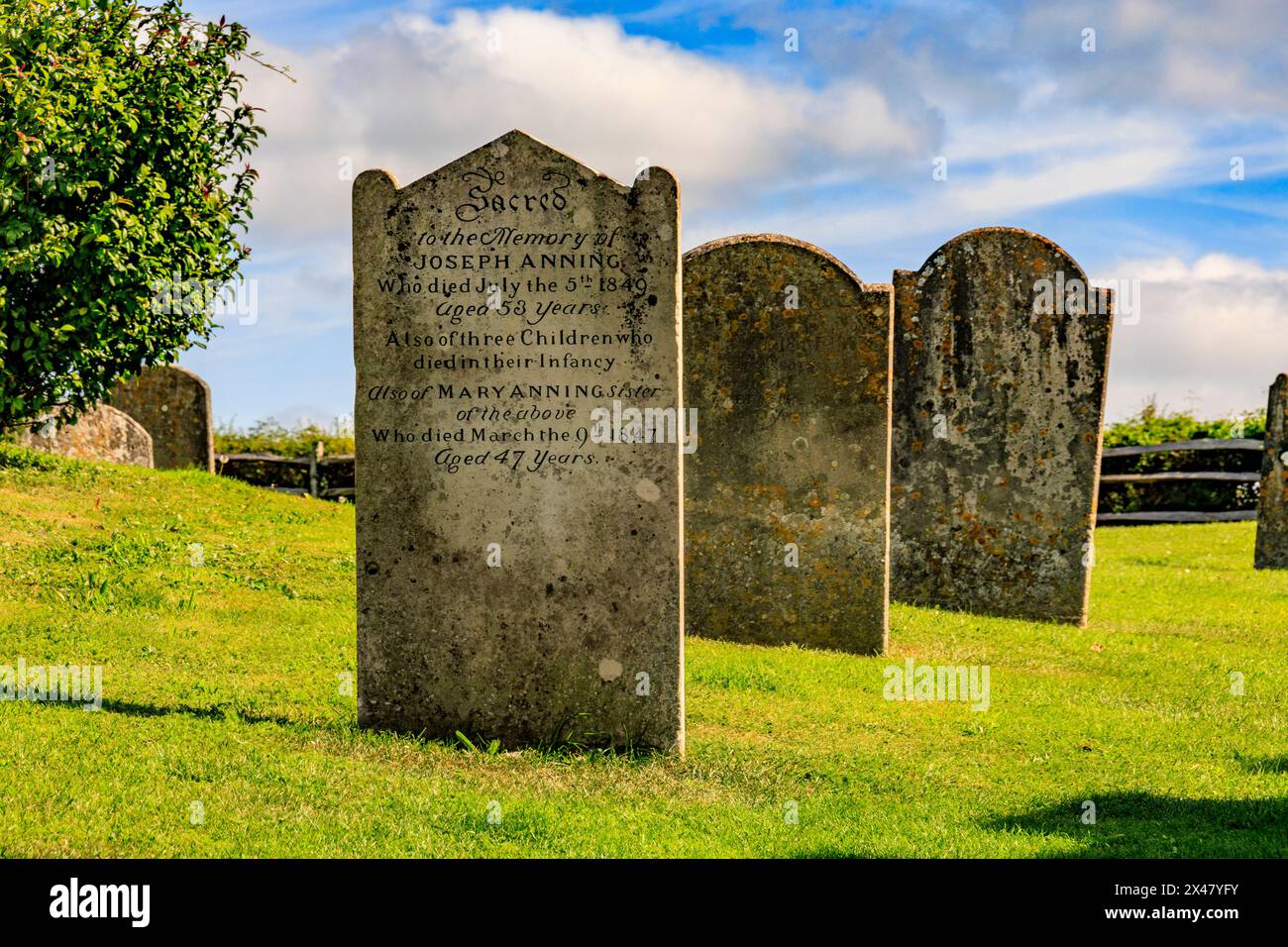 The grave of fossil hunter Mary Anning (and her brother) outside the ...