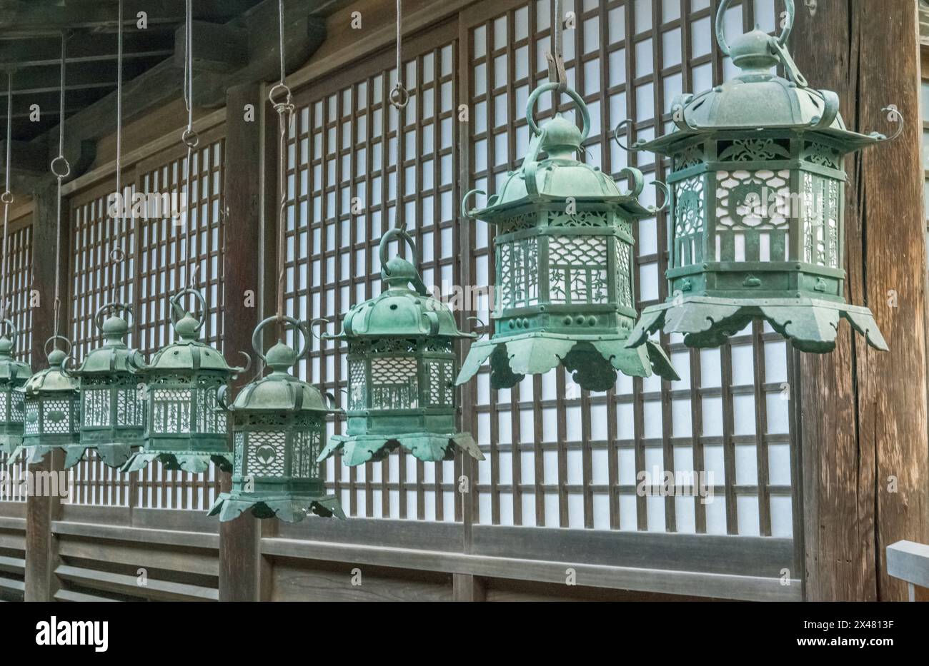 Japan, Nara. Kasuga Shrine lanterns Stock Photo