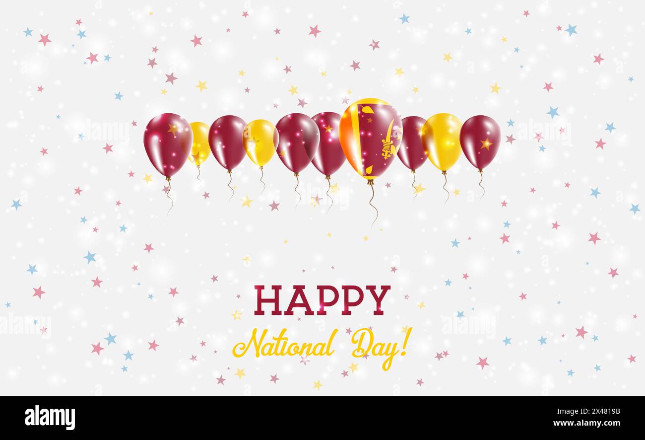 Sri Lanka Independence Day Sparkling Patriotic Poster. Row of Balloons