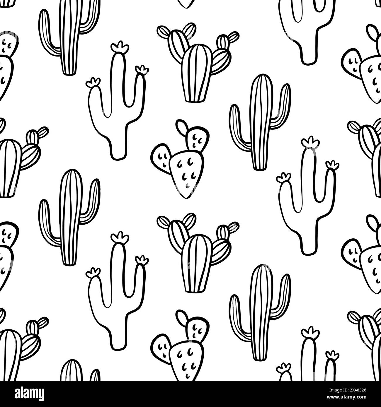 Seamless desert background cactus Black and White Stock Photos & Images ...