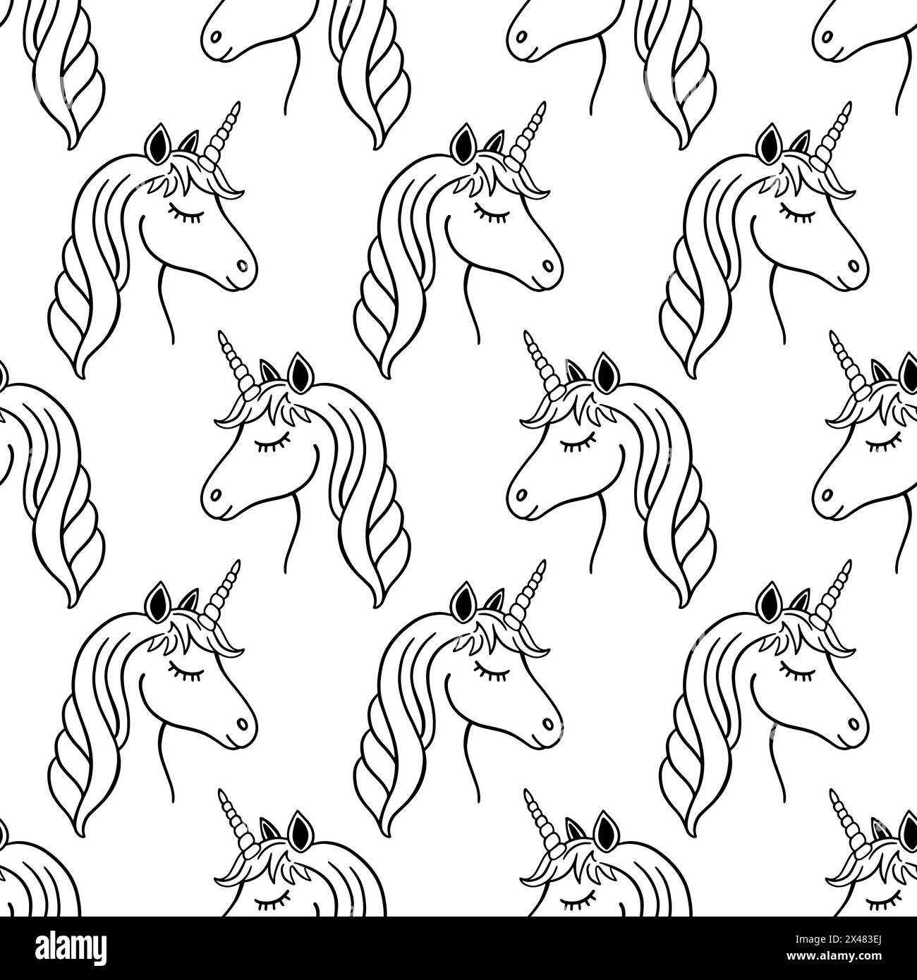 Cute Unicorn Hand Drawn Doodle Seamless Pattern Stock Vector Image ...