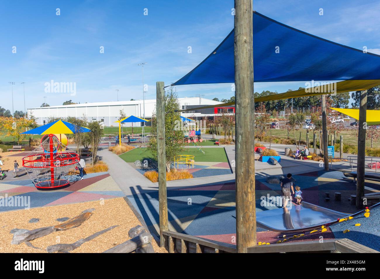 Foster Park Adventure Playground, Foster Park, Broadlands Drive, Rolleston, Canterbury, New Zealand Stock Photo