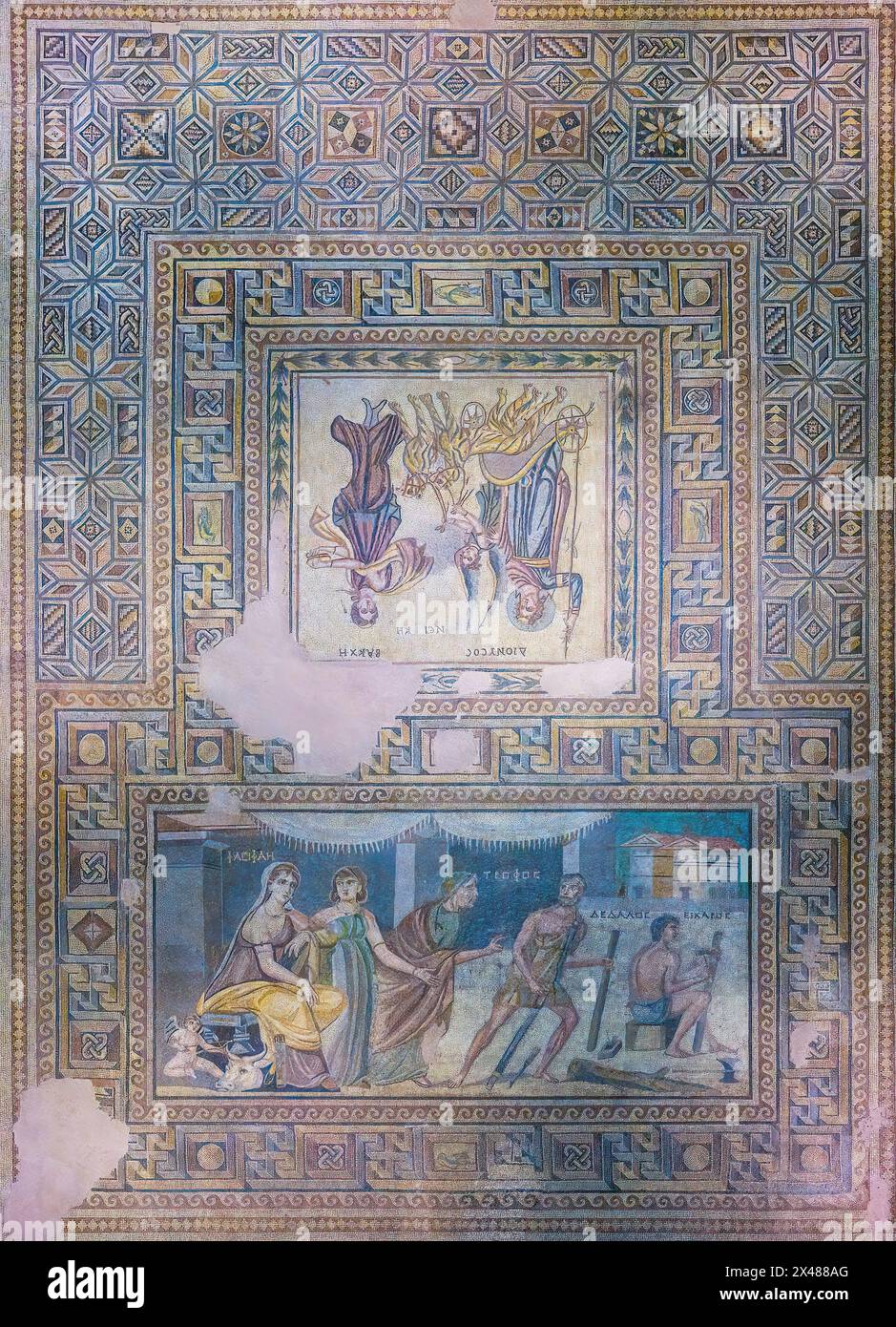 Pasiphae and Daedalus mosaic, Zeugma mosaic Museum, Gaziantep, Turkey Stock Photo