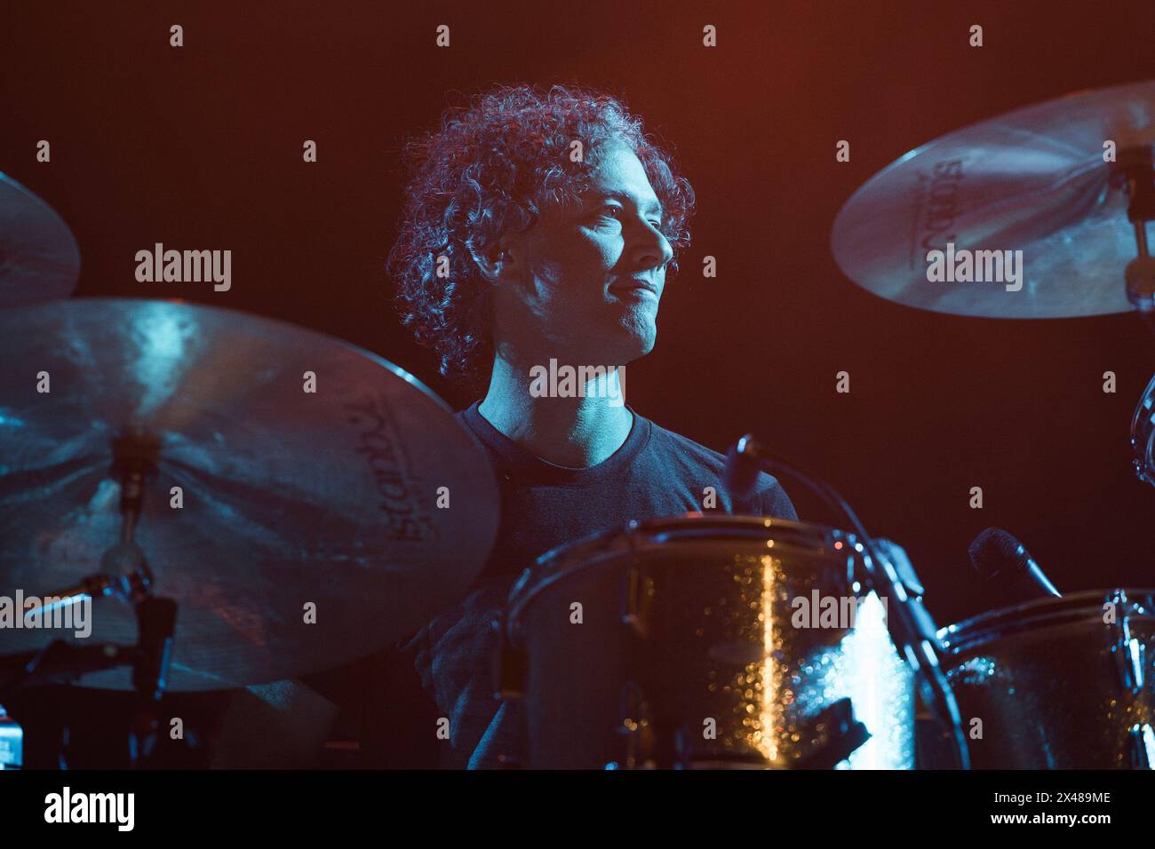 Tenacious D drummer Scott Seiver playing live in Oslo on 30 April 2024 on the Spicy Meatballs Tour Stock Photo