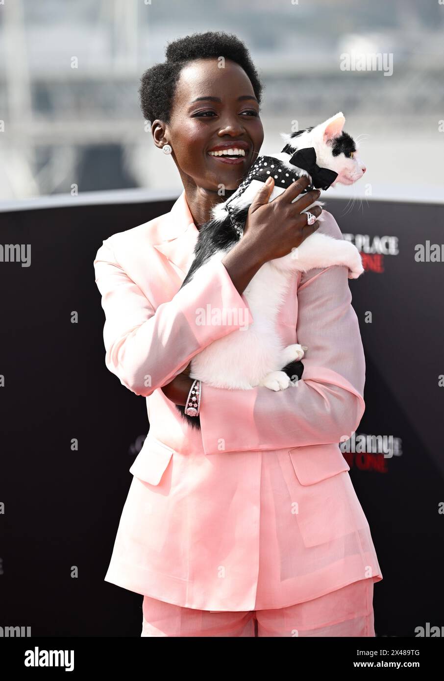 London, UK. May 1st, 2024. Lupita Nyong’o and Frodo the Cat at A Quiet ...