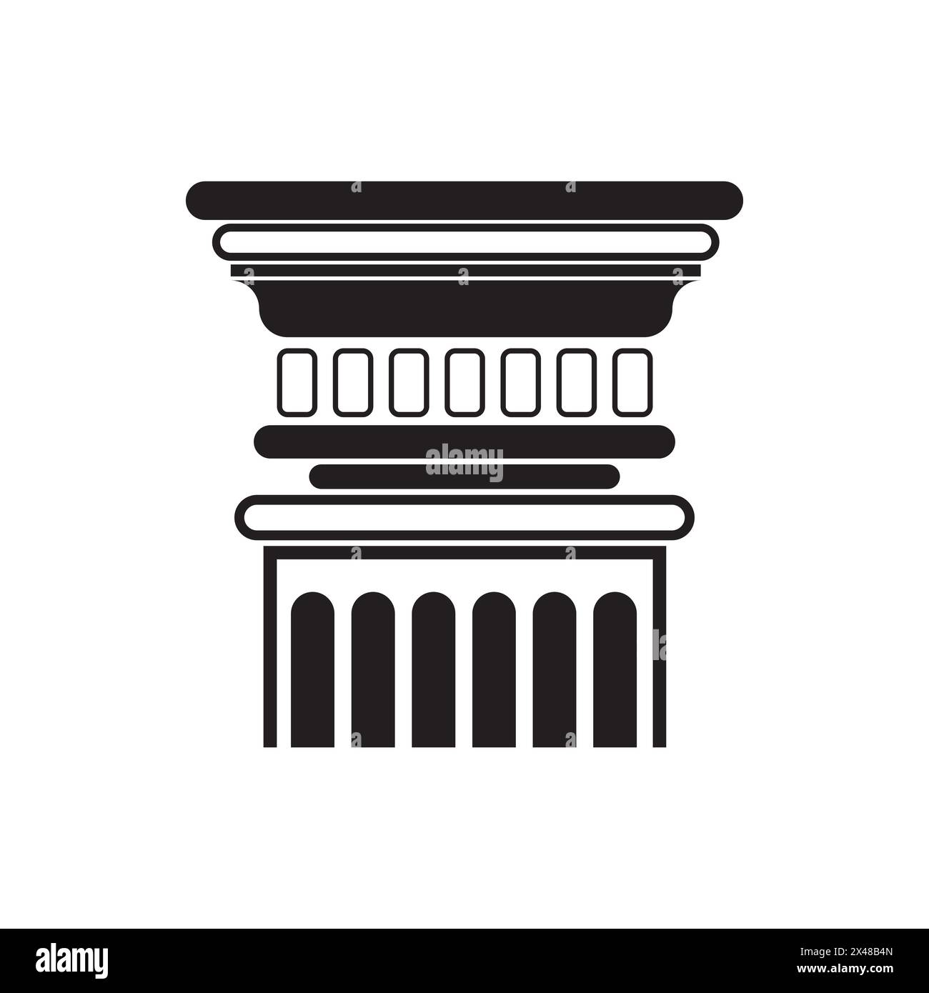 Classic column capital black line icon, vintage pillar silhouette ...