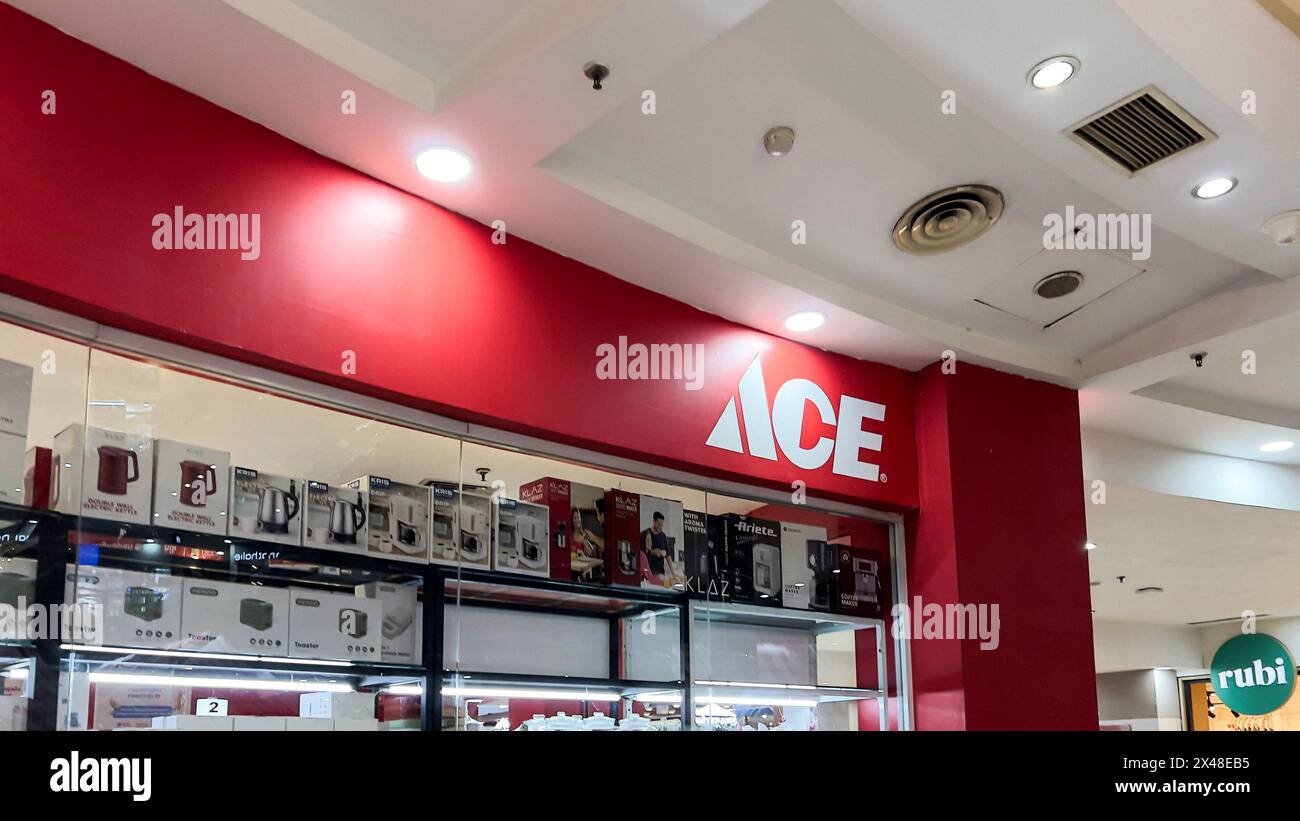 Ace Hardware brand retail shop logo signboard on the storefront in the