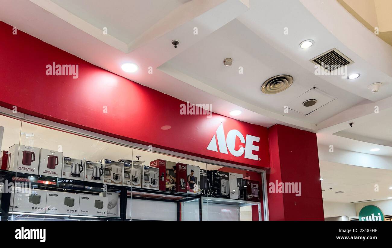 Ace Hardware brand retail shop logo signboard on the storefront in the