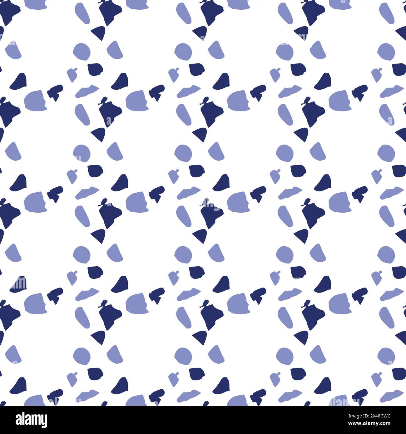 Indigo blue Japanese block print effect pattern. Seamless hand made ...