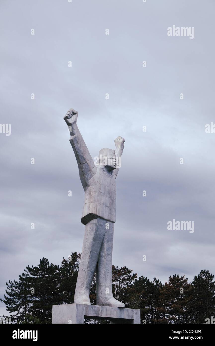 the monument to Stjepan Filipovic in Valjevo, Serbia. He was a Yugoslav communist partisan captured and executed in 1942 in Valjevo. The monument re-p Stock Photo