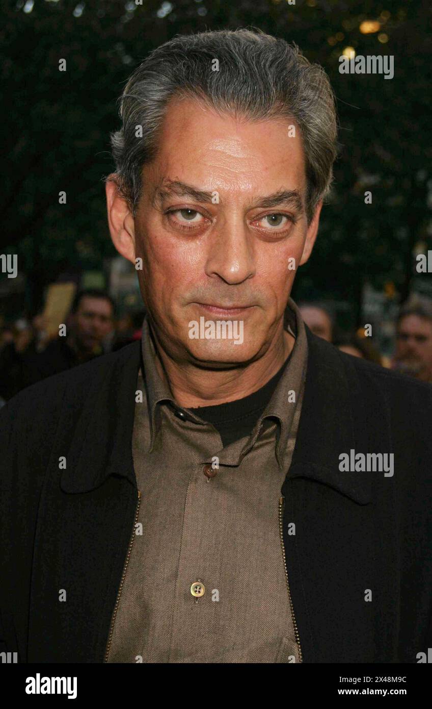 **FILE PHOTO** Paul Auster Has Passed Away. Paul Auster attends the 42nd New York Film Festival's Viva Pedro! at Lincoln Center's Alice Tully Hall in New York City on October 7, 2004. Photo Credit: Henry McGee/MediaPunch Stock Photo