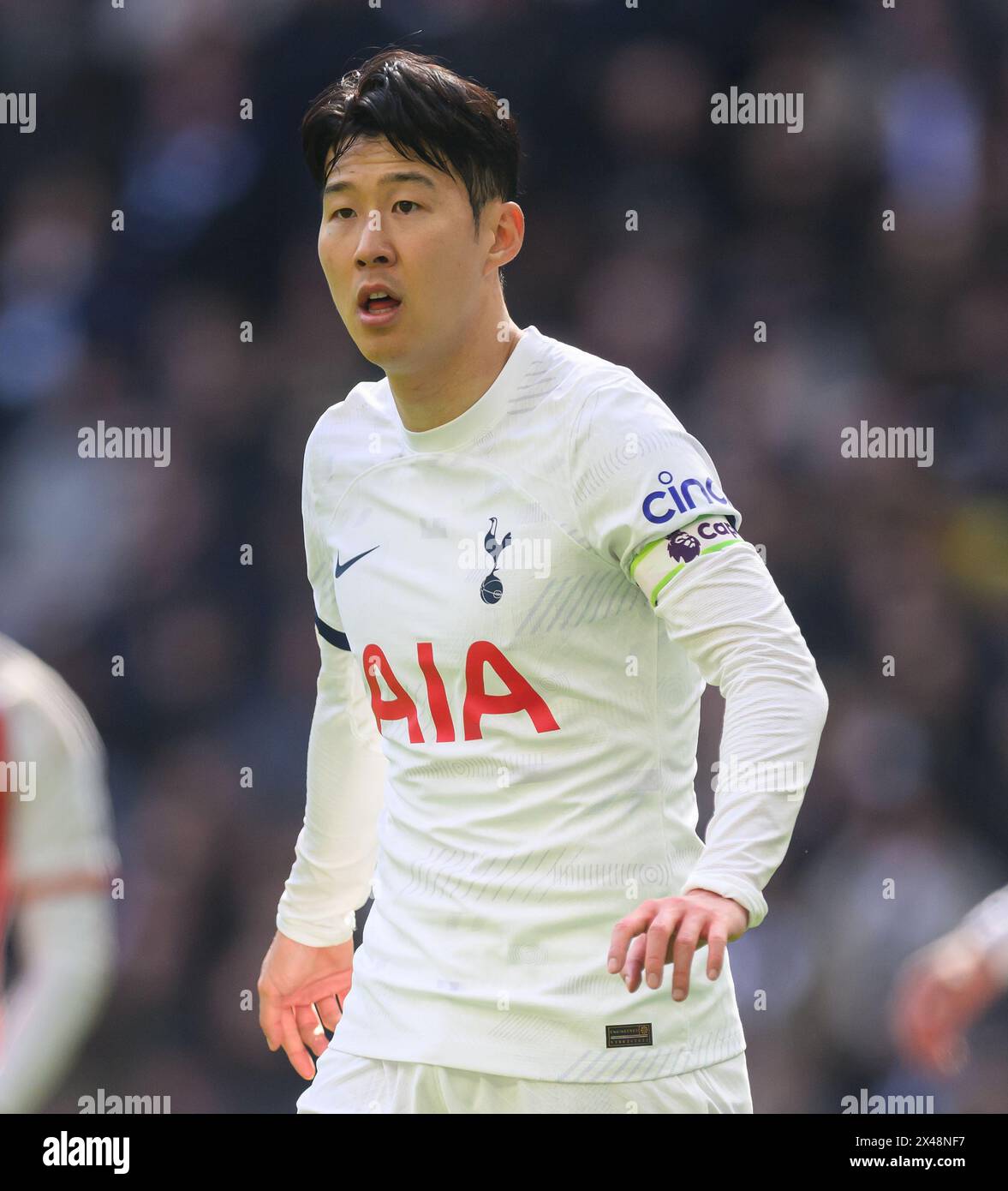 London, UK. 28th Apr, 2024 - Tottenham Hotspur v Arsenal - Premier League - Tottenham Hotspur Stadium.                                       Tottenham's Heung-Min Son in action against Arsenal.                     Picture Credit: Mark Pain / Alamy Live News Stock Photo