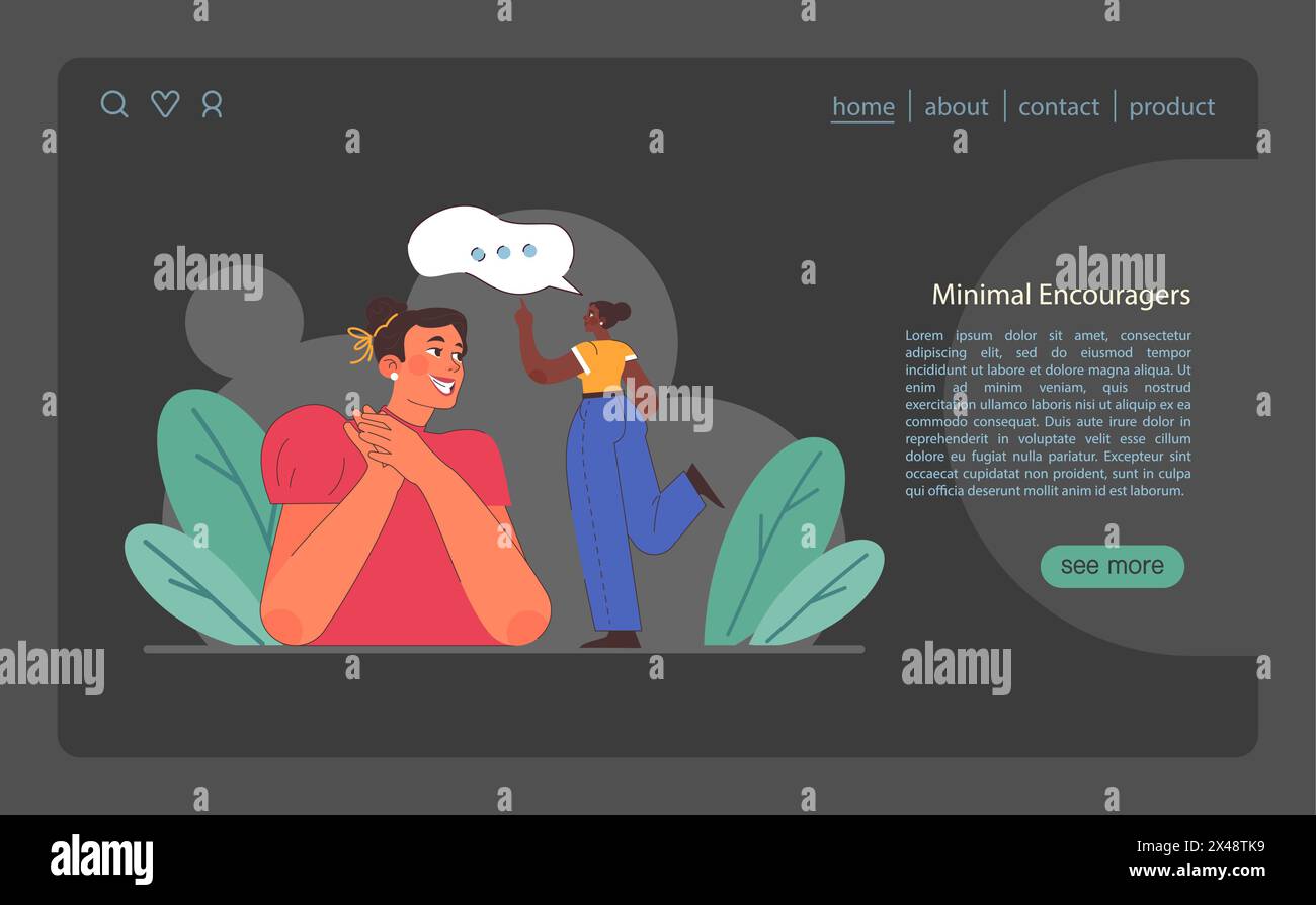 Active listening skill web banner or landing page dark or night mode ...