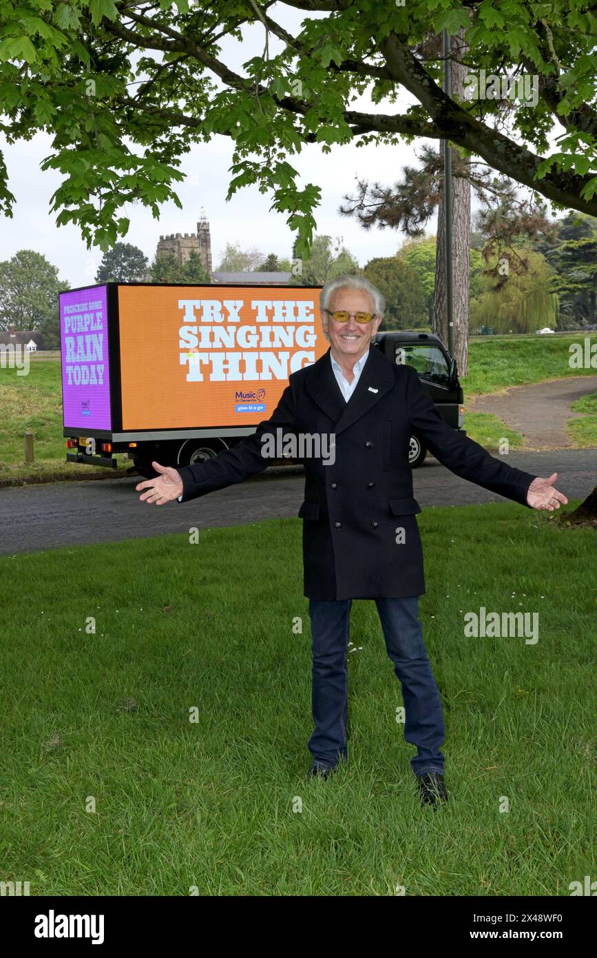 EDITORIAL USE ONLY Singer Tony Christie at the launch of Music for Dementia's new 'Give It A Go' campaign in Lichfield with the help of a mobile AdVan. Picture date: Wednesday May 1, 2024. Stock Photo