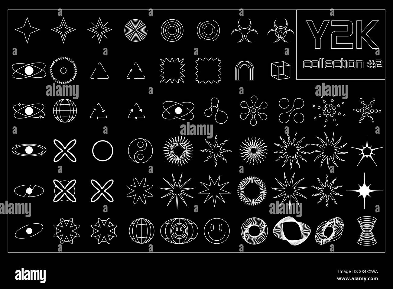 Set of black geometric figure y2k, 3d . Vector for poster Stock Vector ...