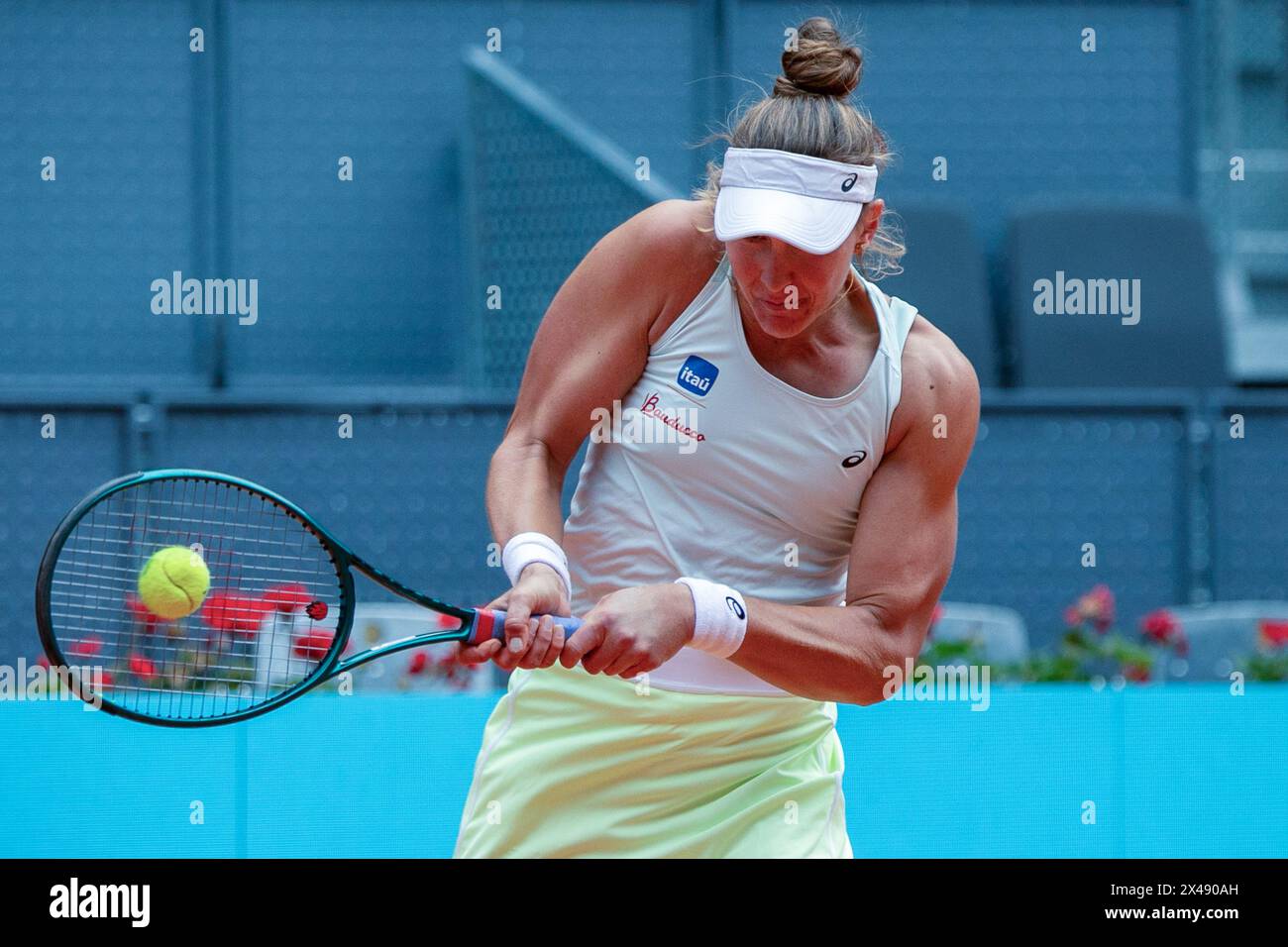 Madrid, Spain. 30th Apr, 2024. Brazilian tennis player Beatriz Haddad Maia, in action during a tennis match on the main court of the Caja Magica in Madrid. The Polish Iga Swiatek defeated the Brazilian Beatriz Haddad Maia with sets of 4-6, 6-0 and 6-2 in their women's quarterfinal match on the eighth day of the Mutua Madrid Open at La Caja M·gica in Madrid. Credit: SOPA Images Limited/Alamy Live News Stock Photo