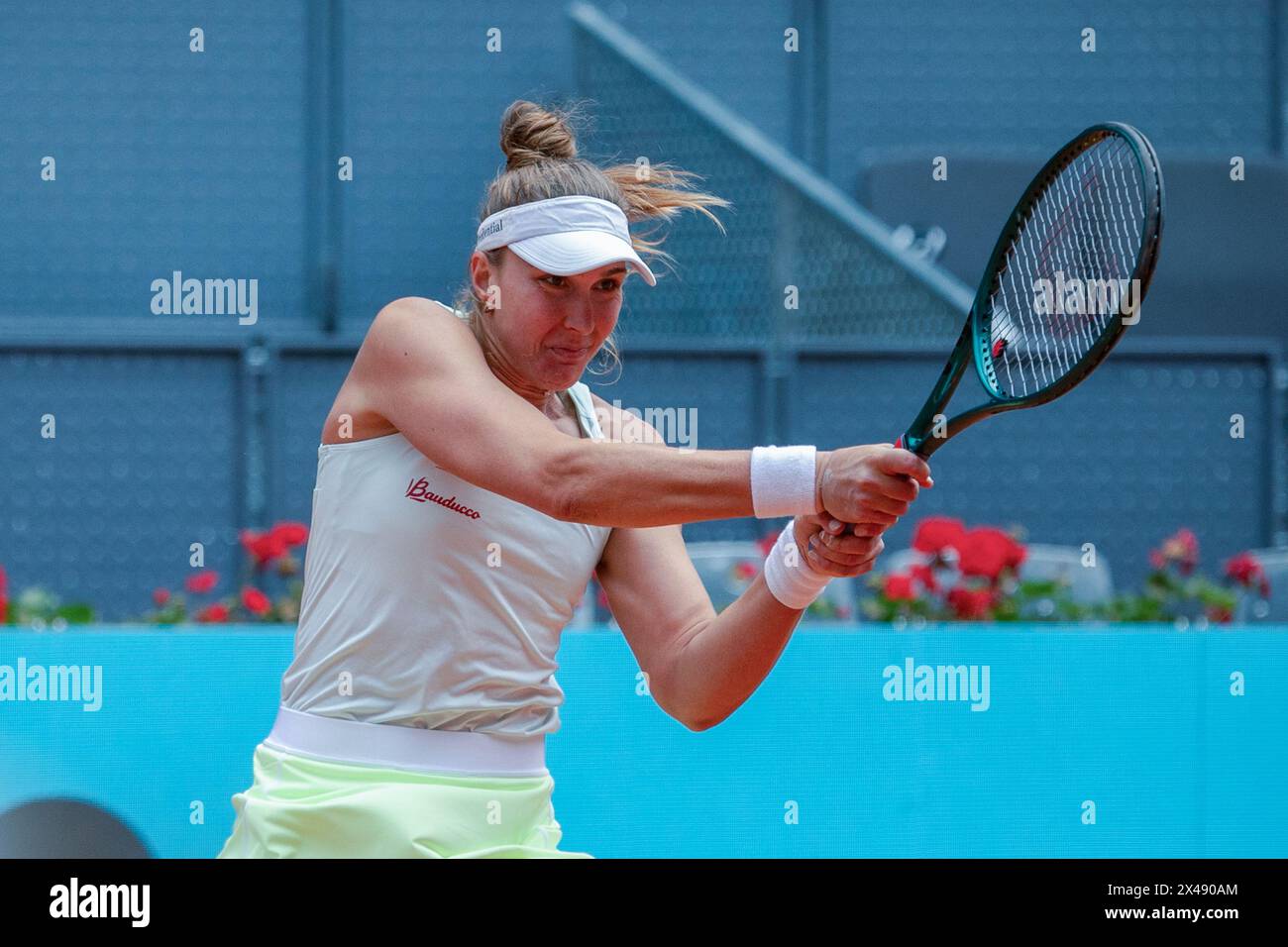 Madrid, Spain. 30th Apr, 2024. Brazilian tennis player Beatriz Haddad Maia, in action during a tennis match on the main court of the Caja Magica in Madrid. The Polish Iga Swiatek defeated the Brazilian Beatriz Haddad Maia with sets of 4-6, 6-0 and 6-2 in their women's quarterfinal match on the eighth day of the Mutua Madrid Open at La Caja M·gica in Madrid. (Photo by David Canales/SOPA Images/Sipa USA) Credit: Sipa USA/Alamy Live News Stock Photo