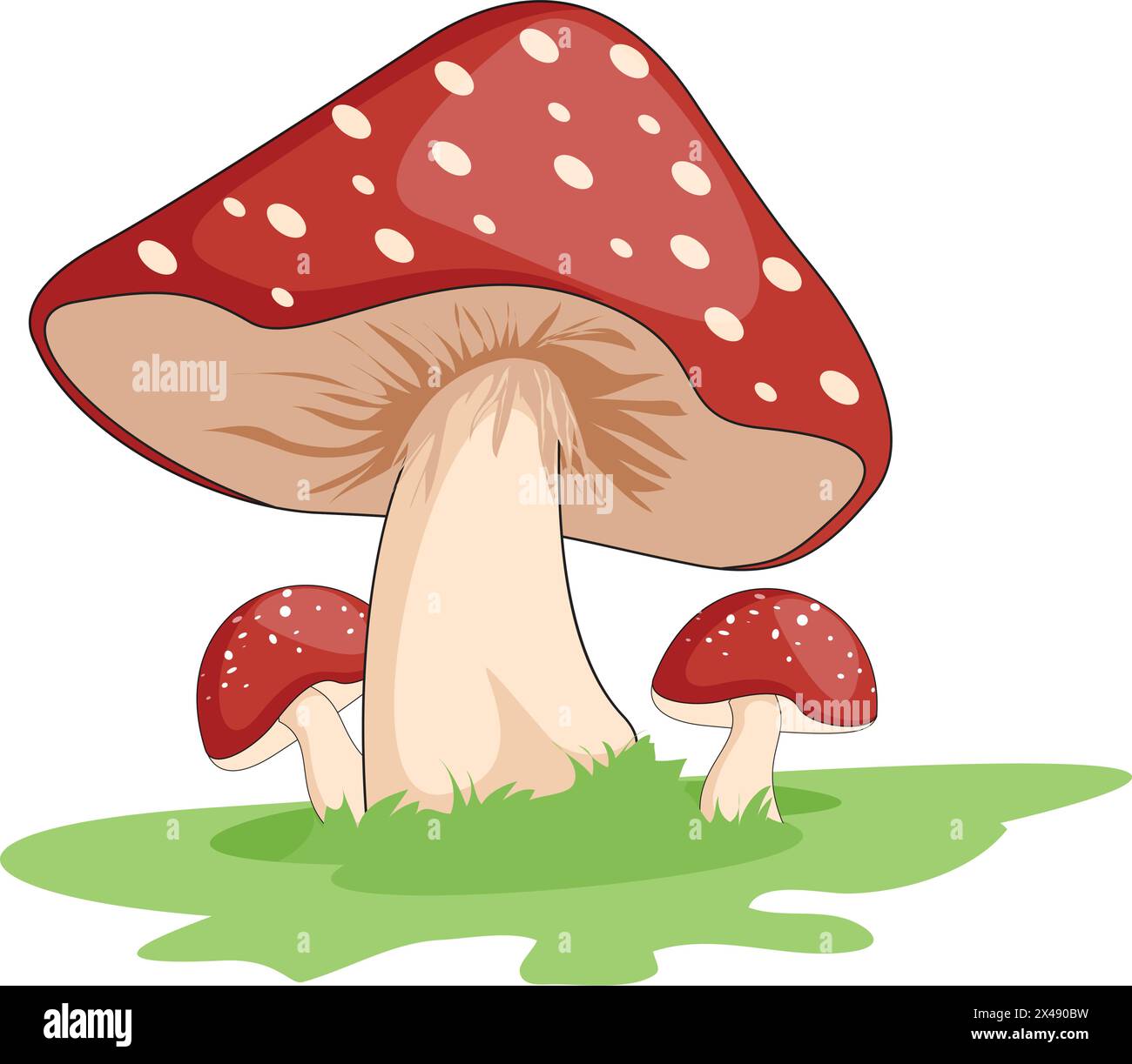 Brown mushroom on grass Stock Vector
