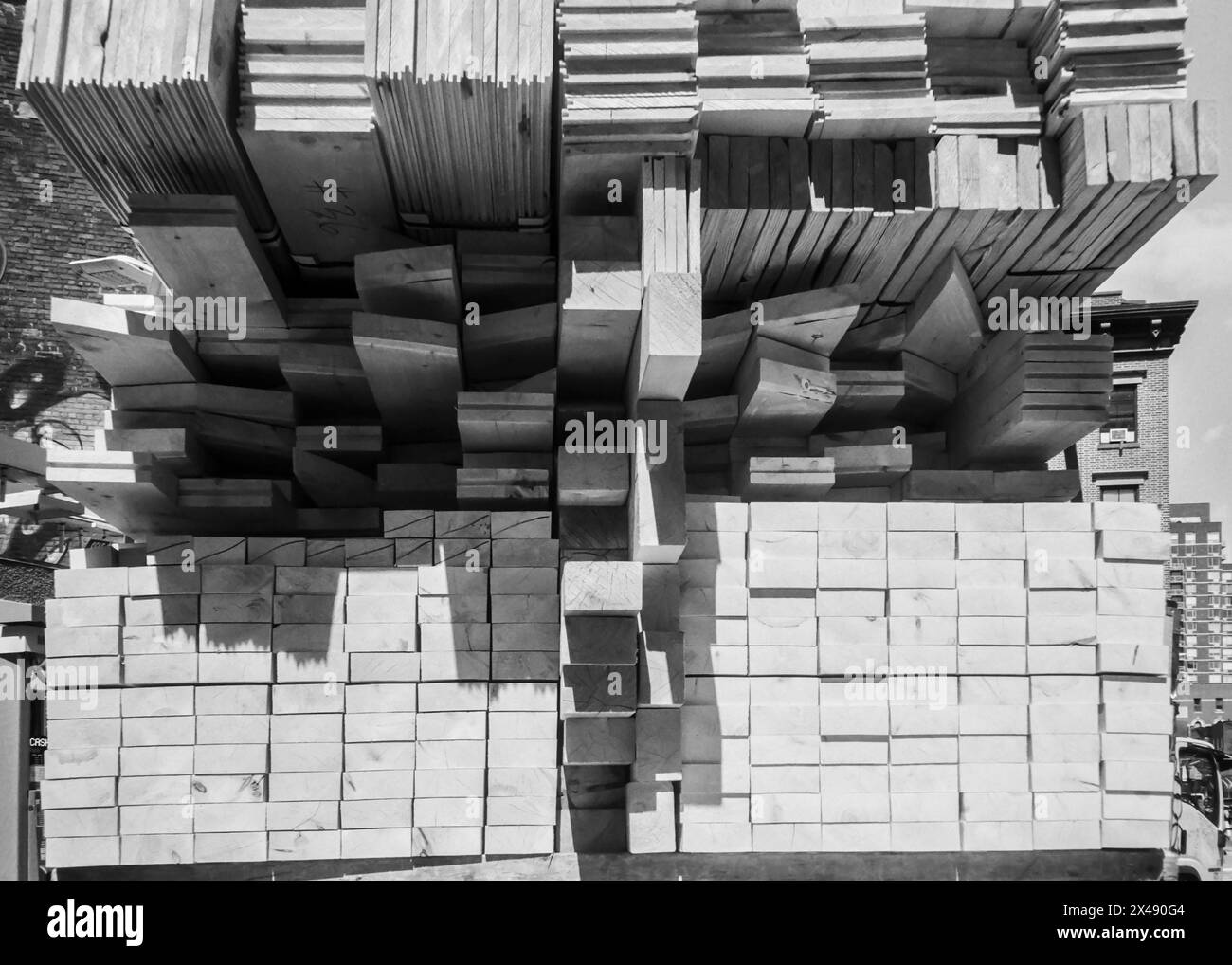 Delivery of lumber in New York on Wednesday, April 17, 2024.  (© Richard B. Levine) Stock Photo