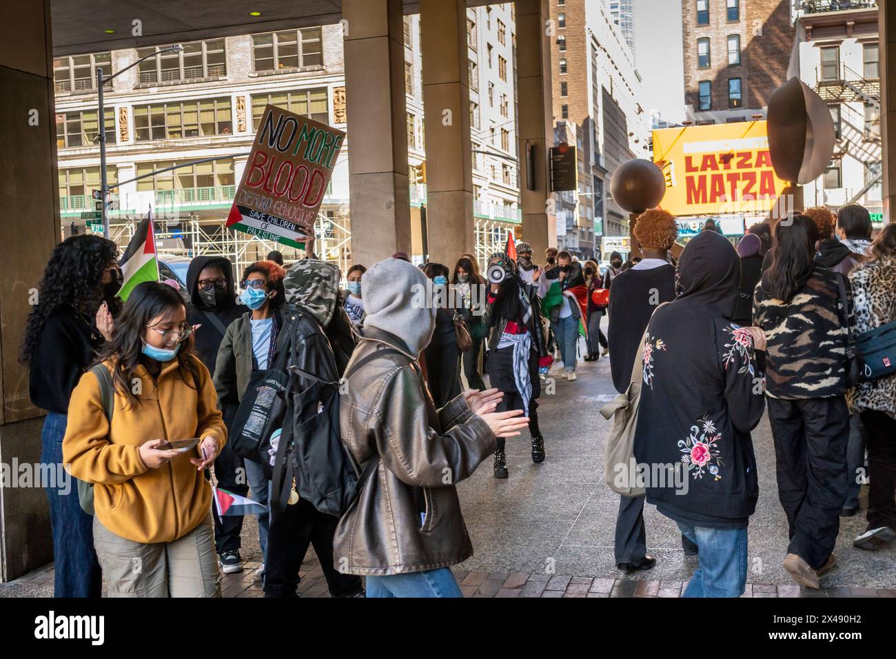 Students from the Fashion Institute of Technology (FIT) and their supporters rally for Palestine in front of the school in New York on Thursday, April 25, 2024. (© Richard B. Levine) Stock Photo