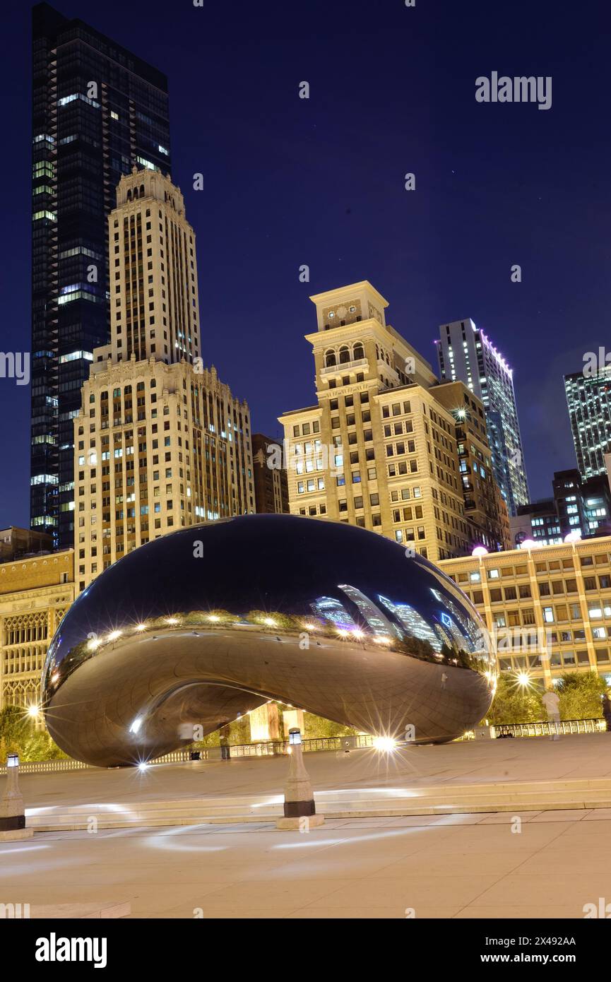 Millennium Park, Chicago. Cloud Gate, also known as the Bean is one of ...