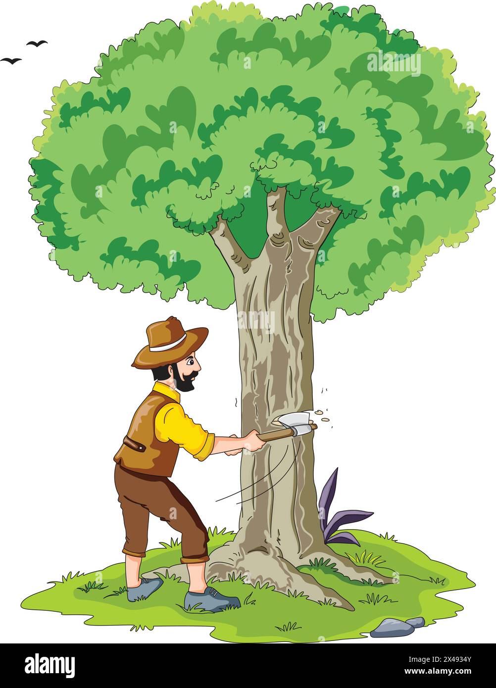 Cutting timber Stock Vector Images - Alamy