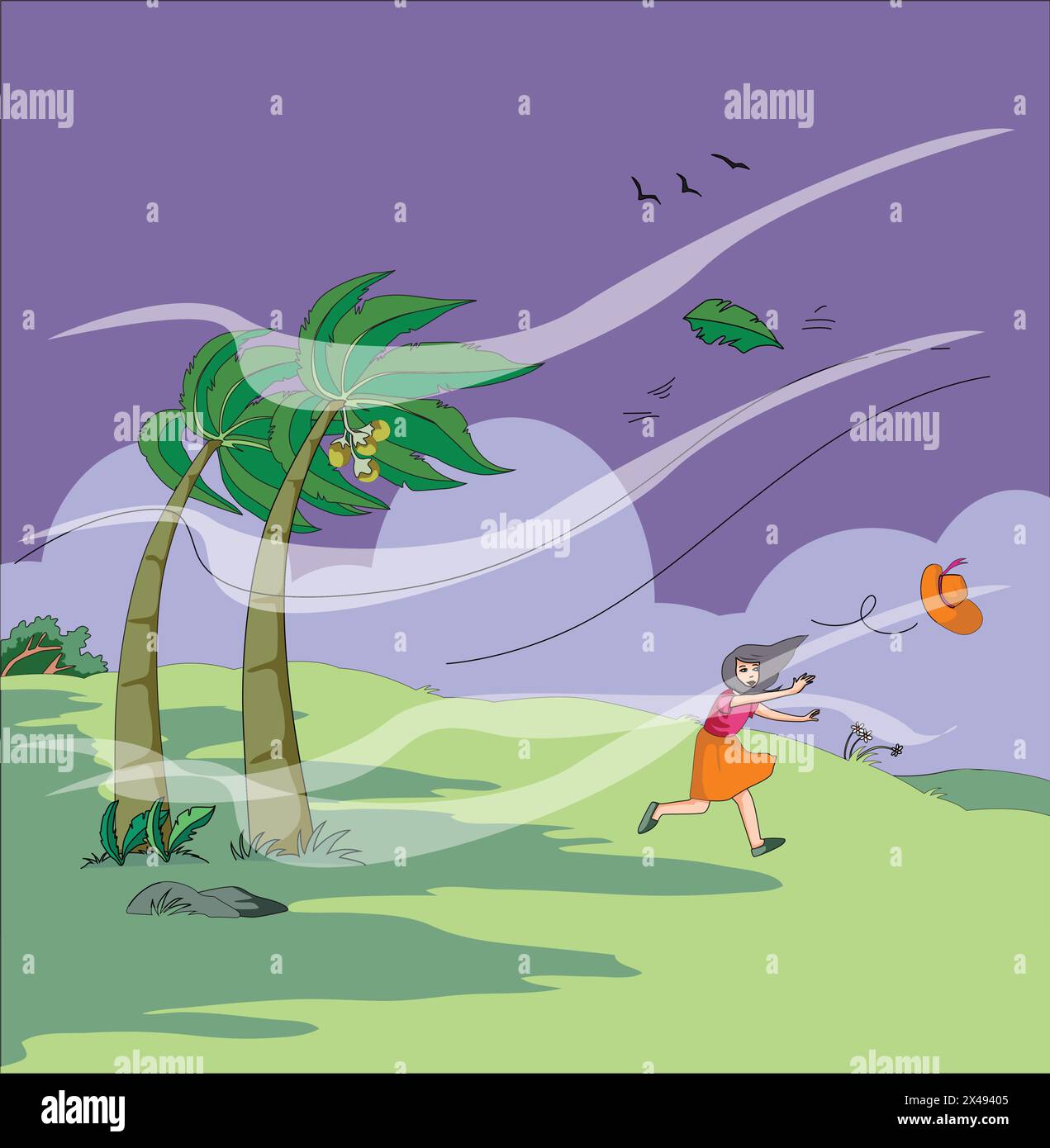 Windy cloud cartoon hi-res stock photography and images - Alamy