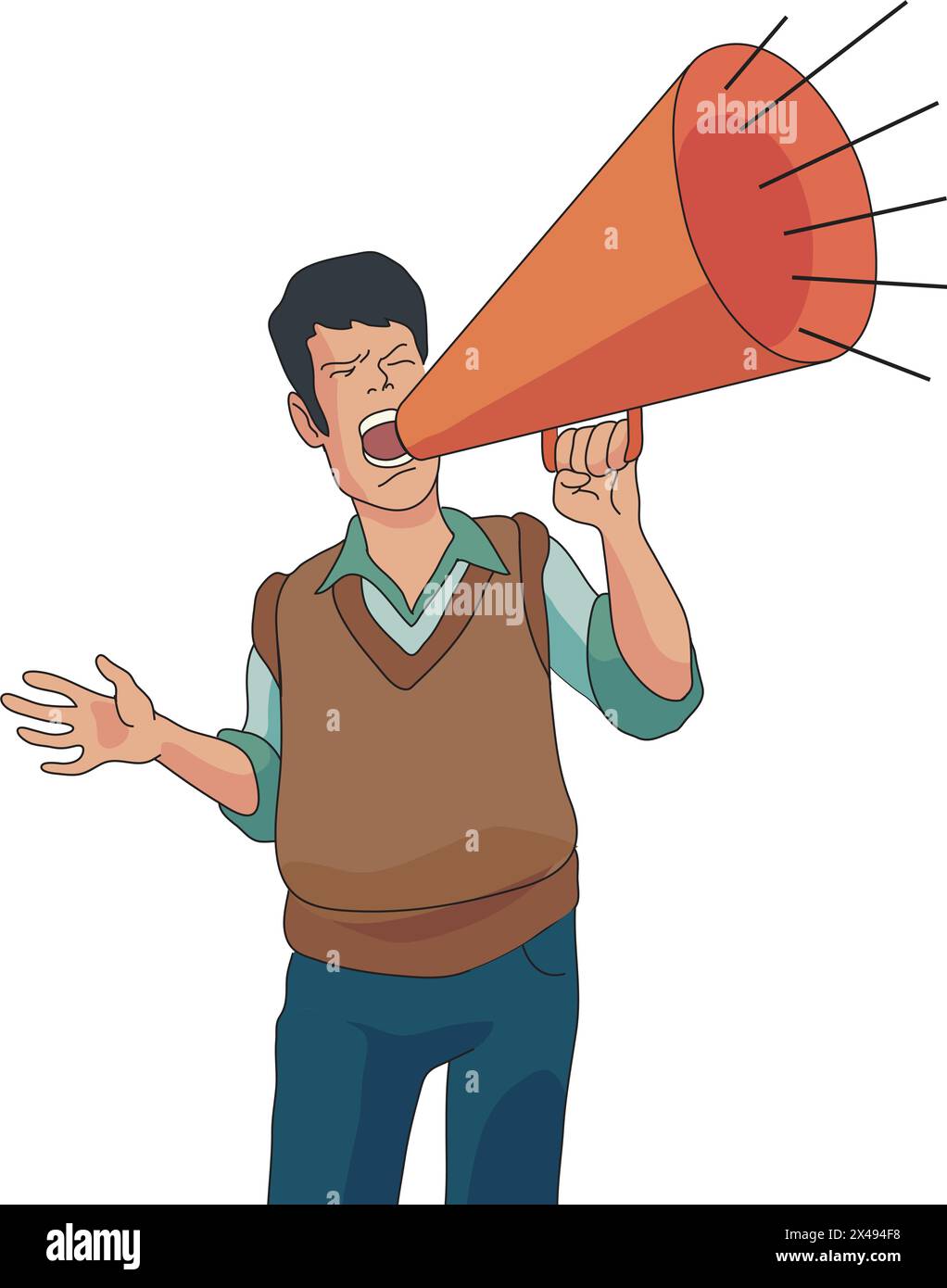 A man shouting loudly on a speaker Stock Vector
