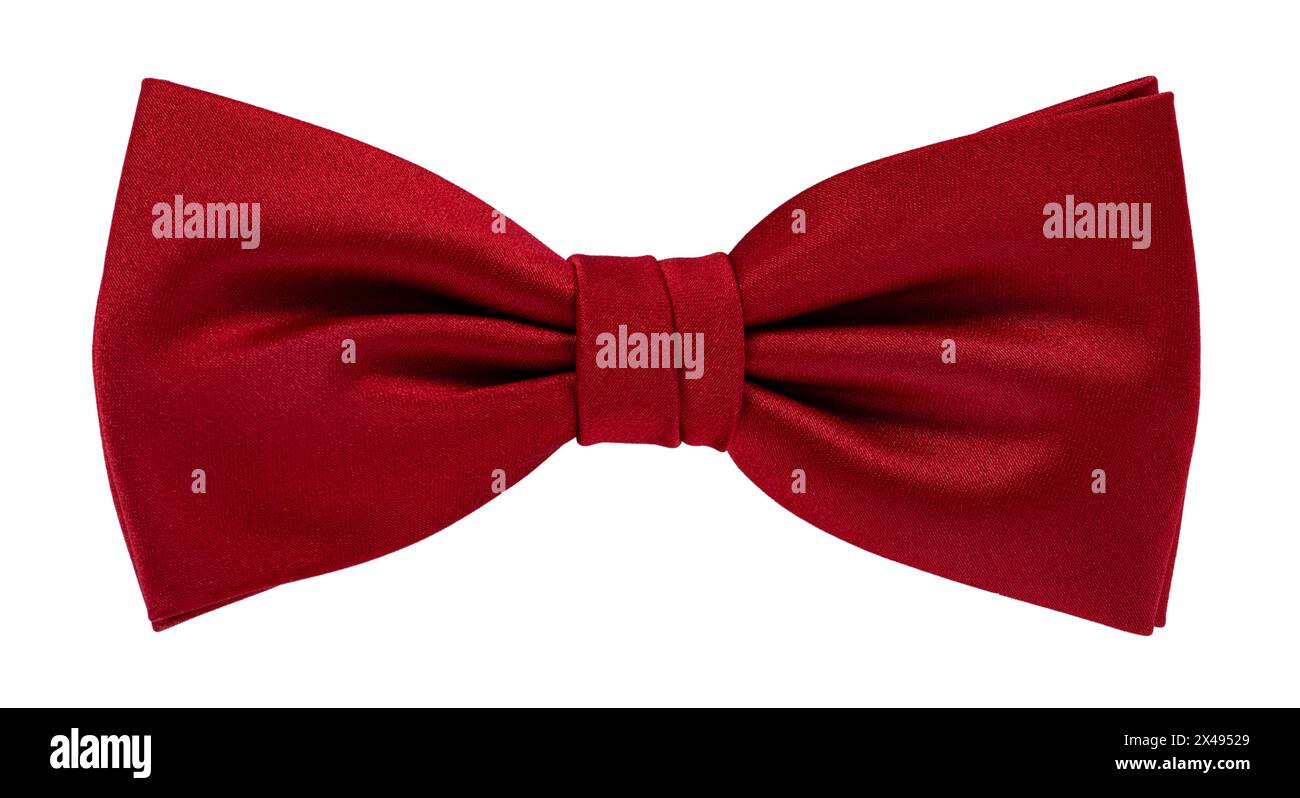 Top view of red satin bow tie, isolated on white background Stock Photo ...