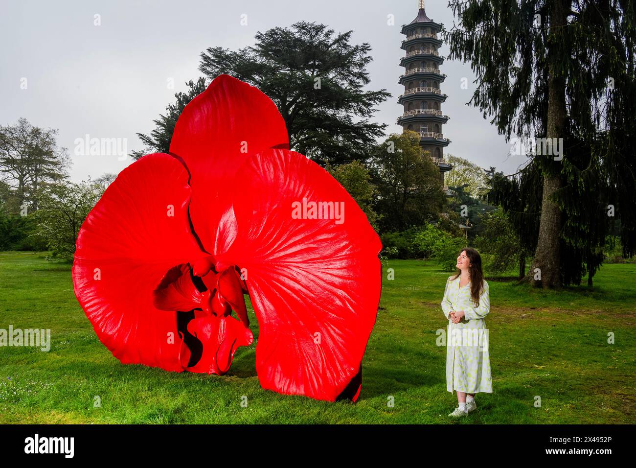 London, UK. 1st May, 2024. Burning Desire 2011, Painted Bronze - Marc Quinn: Light into Life at Kew Gardens. A new exhibition of brand-new works, including outdoor installationss and culptures inside the Temperate House inspired by Kew's plant collection. The exhibition runs from Saturday 4 May - Sunday 29 September. Credit: Guy Bell/Alamy Live News Stock Photo